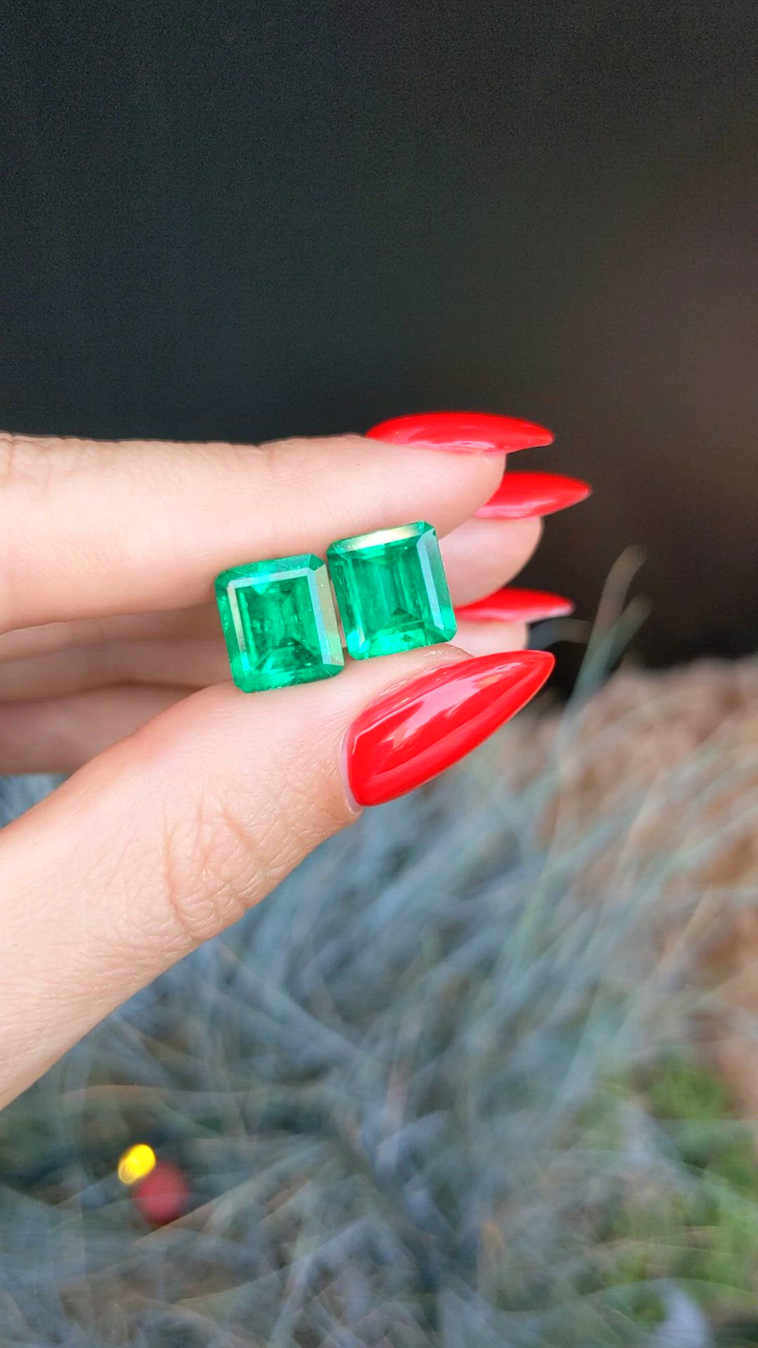 7.15 Ct.Tw.Total Carat Weight Emerald Pair from Colombia Size Video
