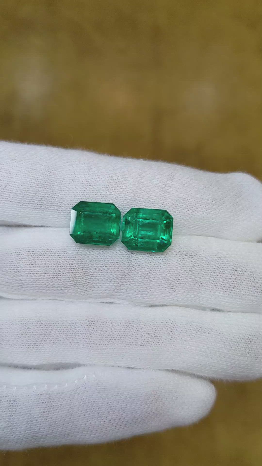 8.72 Ct.Tw.Total Carat Weight Emerald Pair from Colombia Size Video