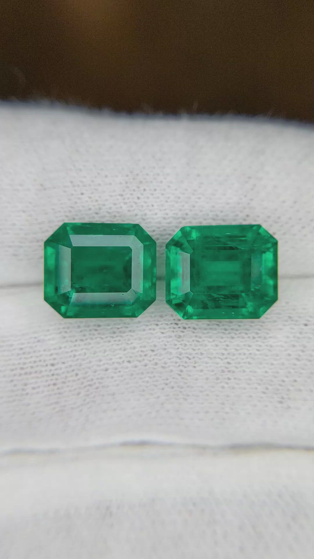 8.72 Ct.Tw.Total Carat Weight Emerald Pair from Colombia Size Video