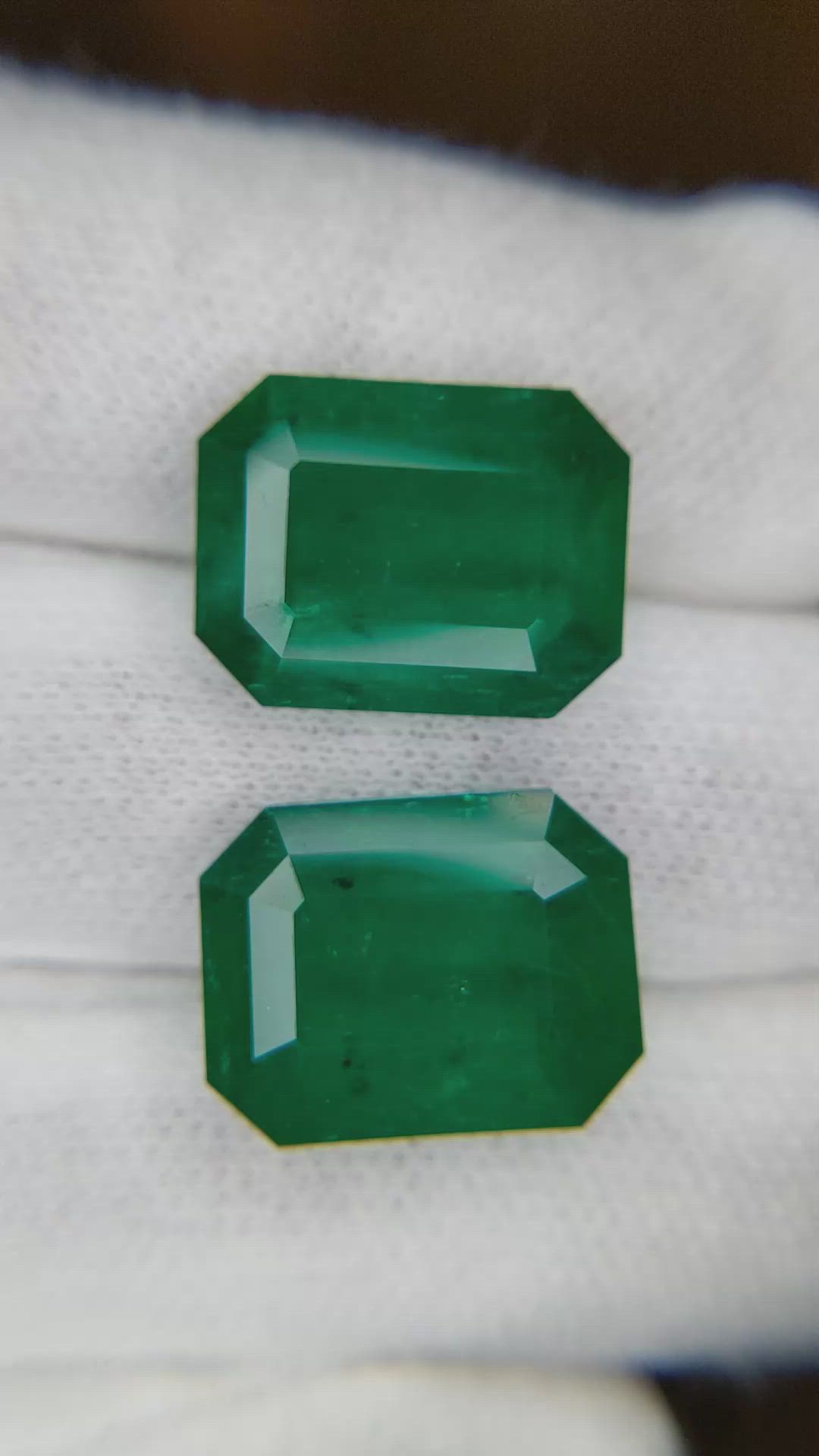 17.84 Ct.Tw.Total Carat Weight Emerald Pair from Colombia Size Video