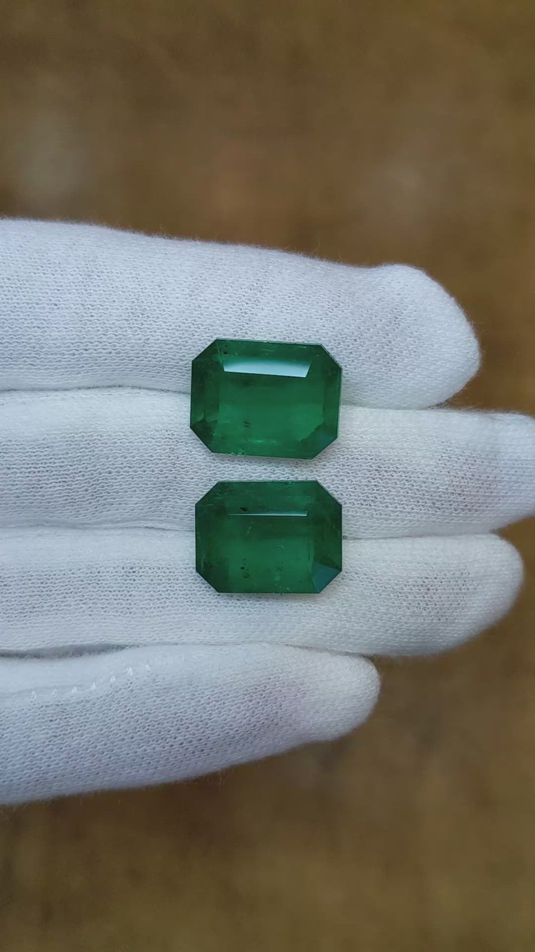 17.84 Ct.Tw.Total Carat Weight Emerald Pair from Colombia Size Video