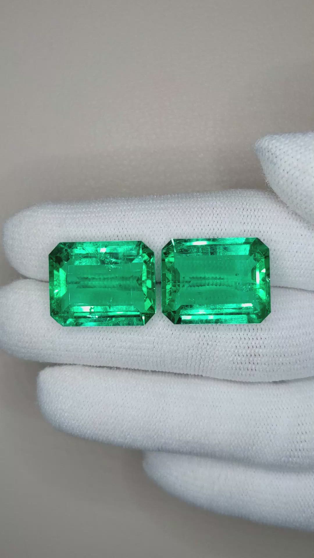 26.98&nbsp;Ct.Tw.Total Carat Weight Emerald Pair from Colombia Size Video