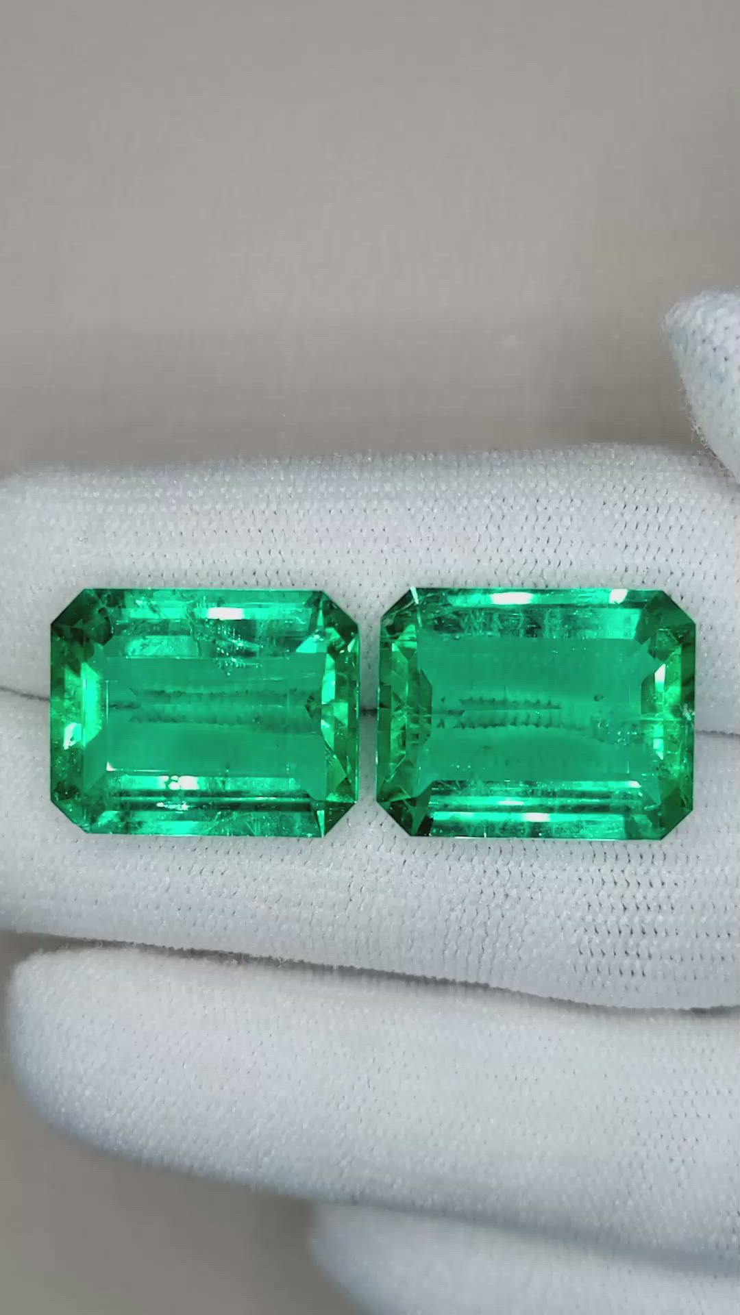 26.98&nbsp;Ct.Tw.Total Carat Weight Emerald Pair from Colombia Size Video