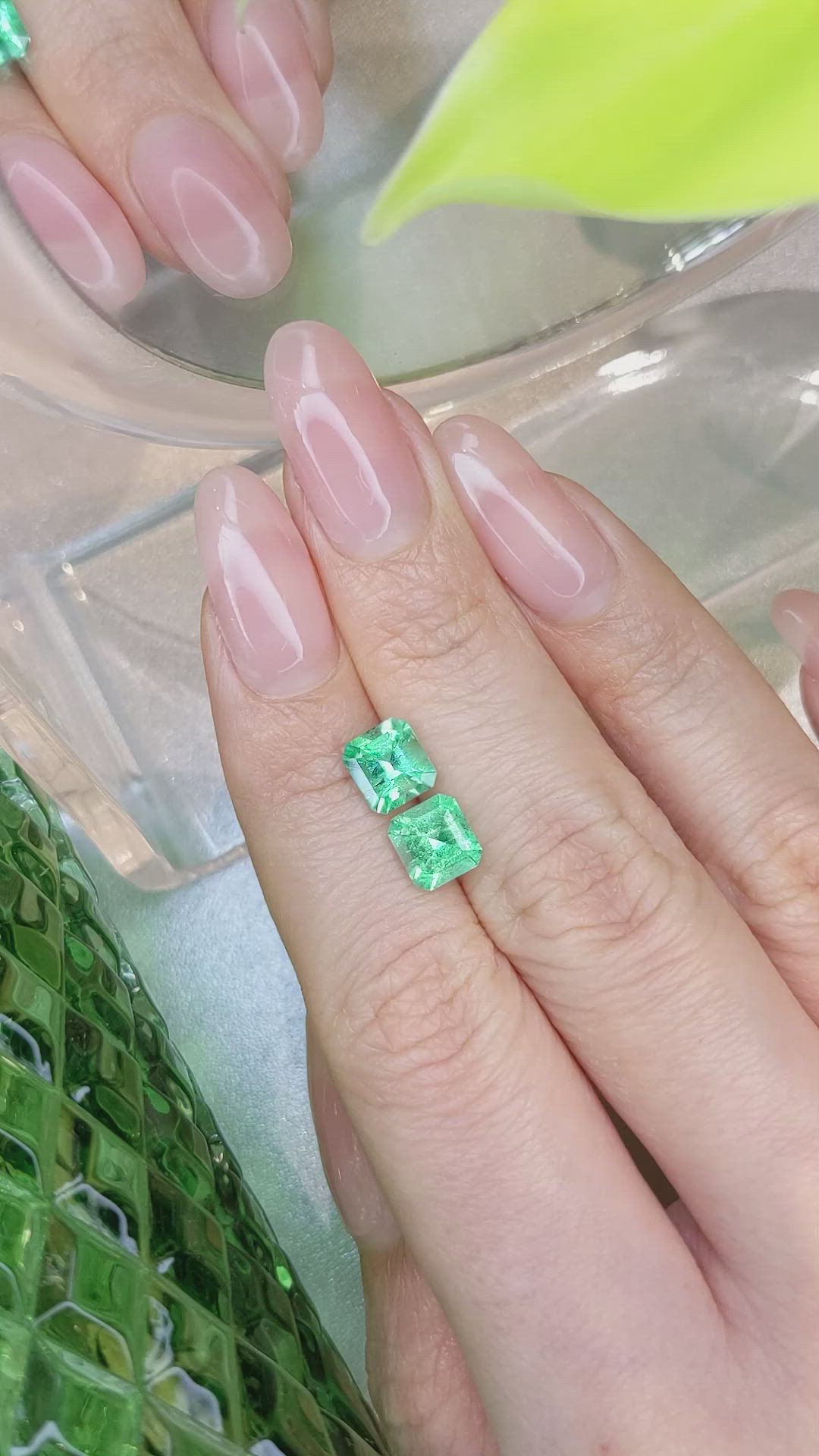 2.62 Ct.Tw.Total Carat Weight Emerald Pair from Colombia Size Video