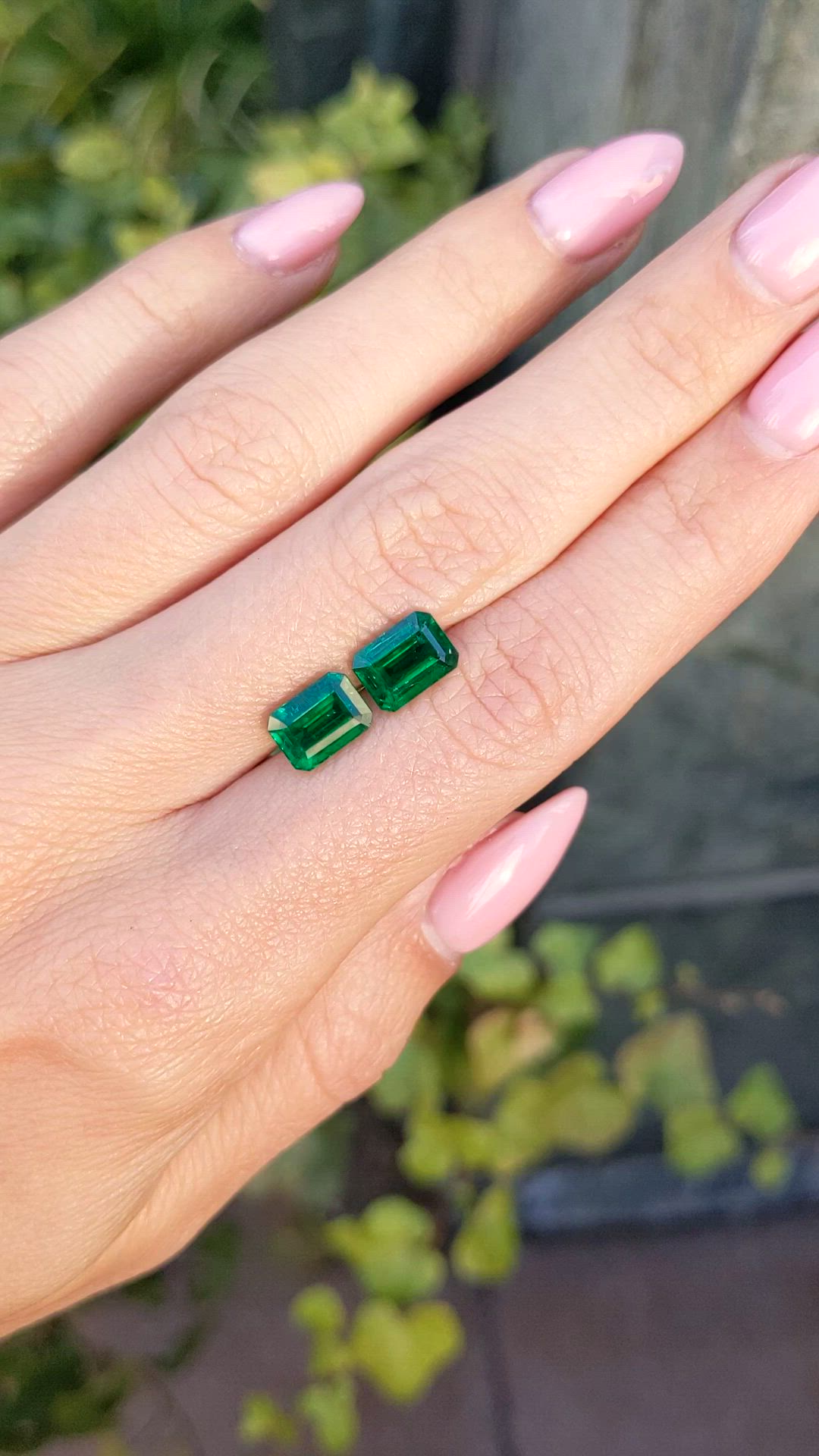 3.35 Ct.Tw.Total Carat Weight Emerald Pair from Zambia Size Video