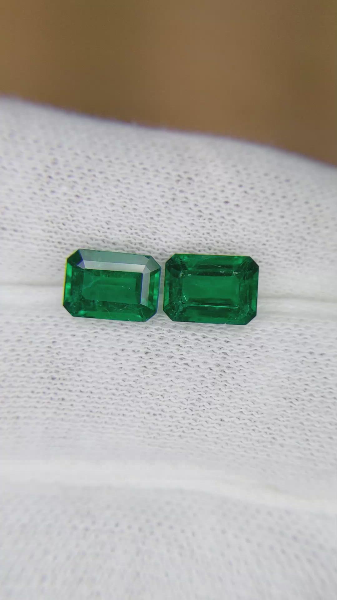 3.35 Ct.Tw.Total Carat Weight Emerald Pair from Zambia Size Video