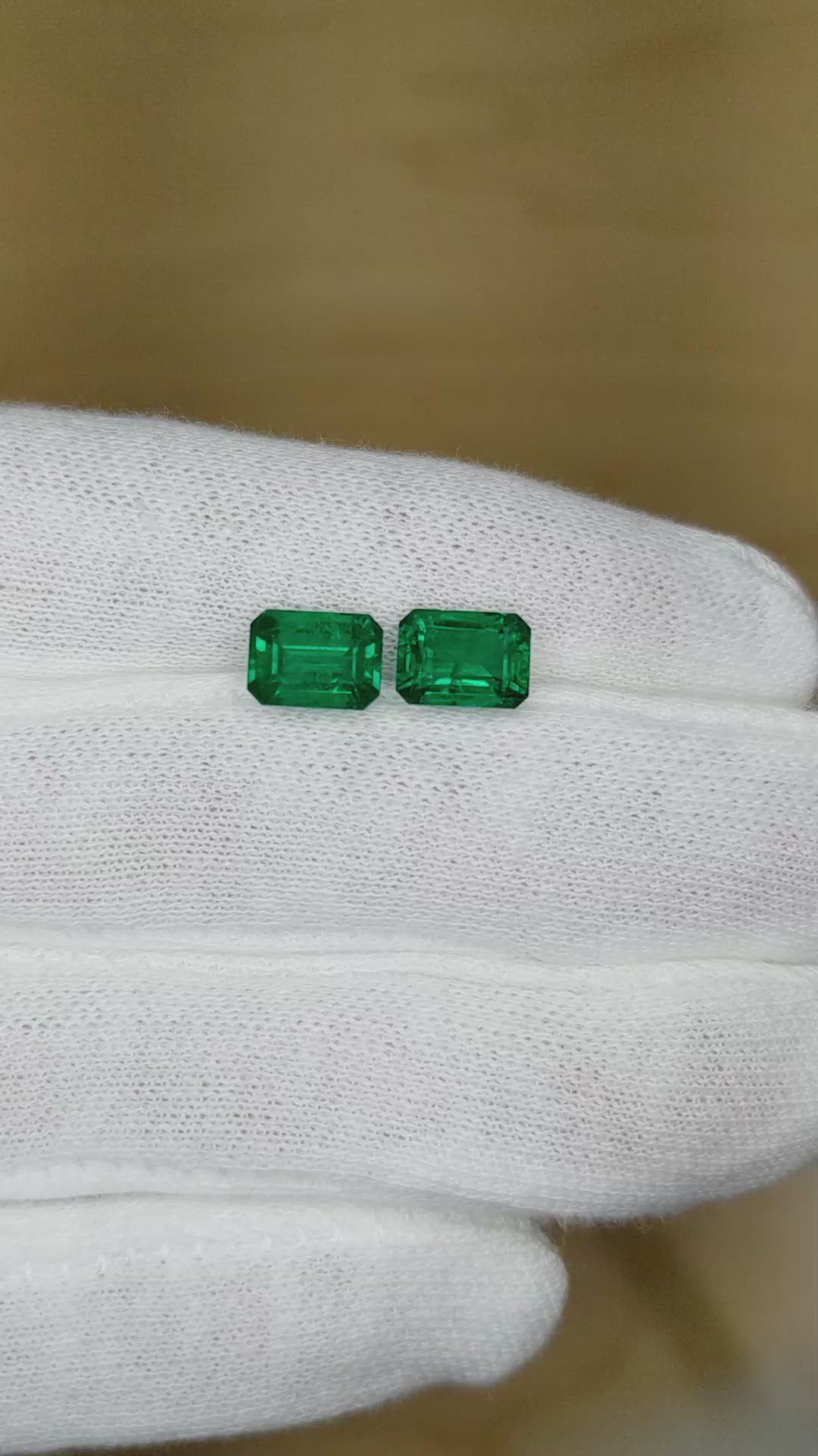 3.35 Ct.Tw.Total Carat Weight Emerald Pair from Zambia Size Video