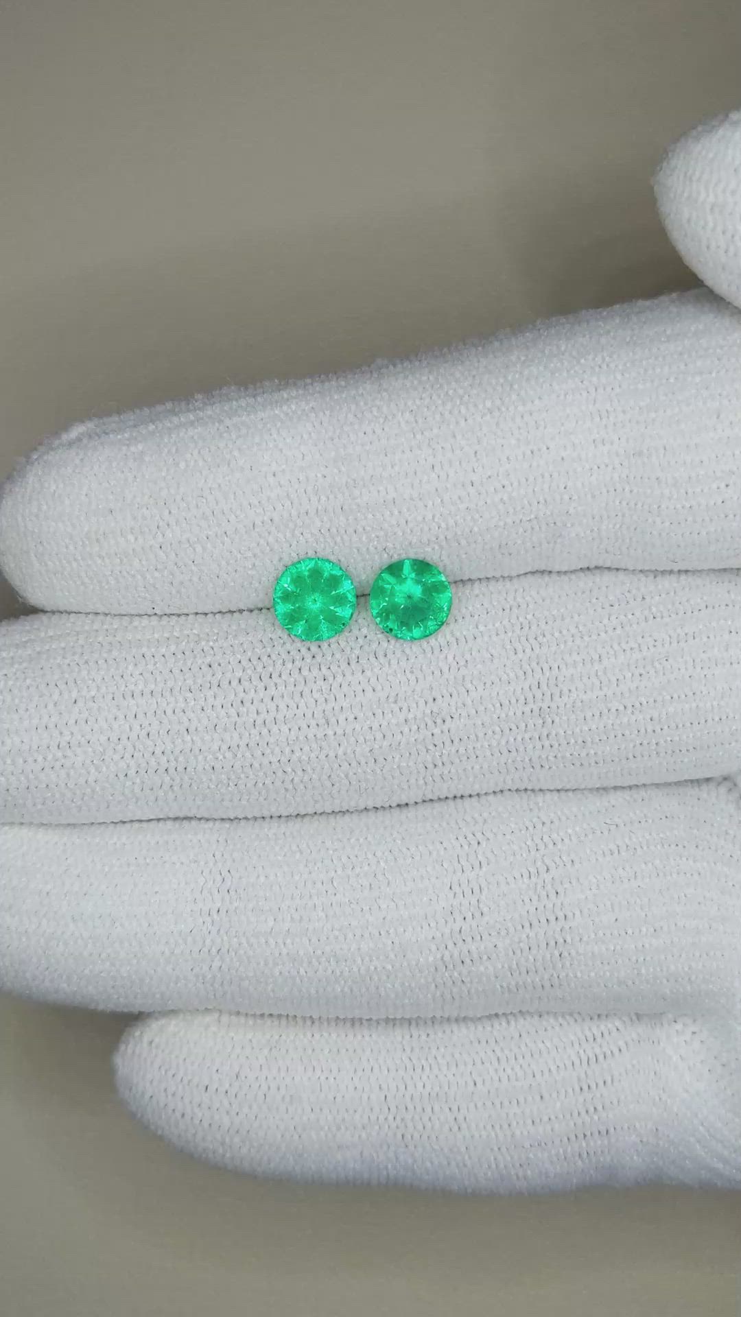 1.33 Ct.Tw.Total Carat Weight Emerald Pair from Brazil Size Video