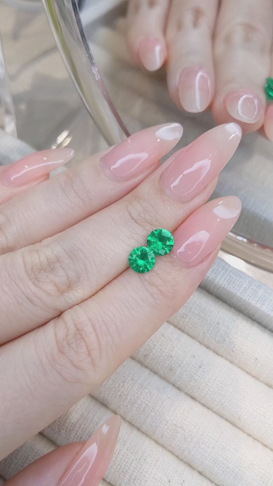 1.33 Ct.Tw.Total Carat Weight Emerald Pair from Brazil Size Video