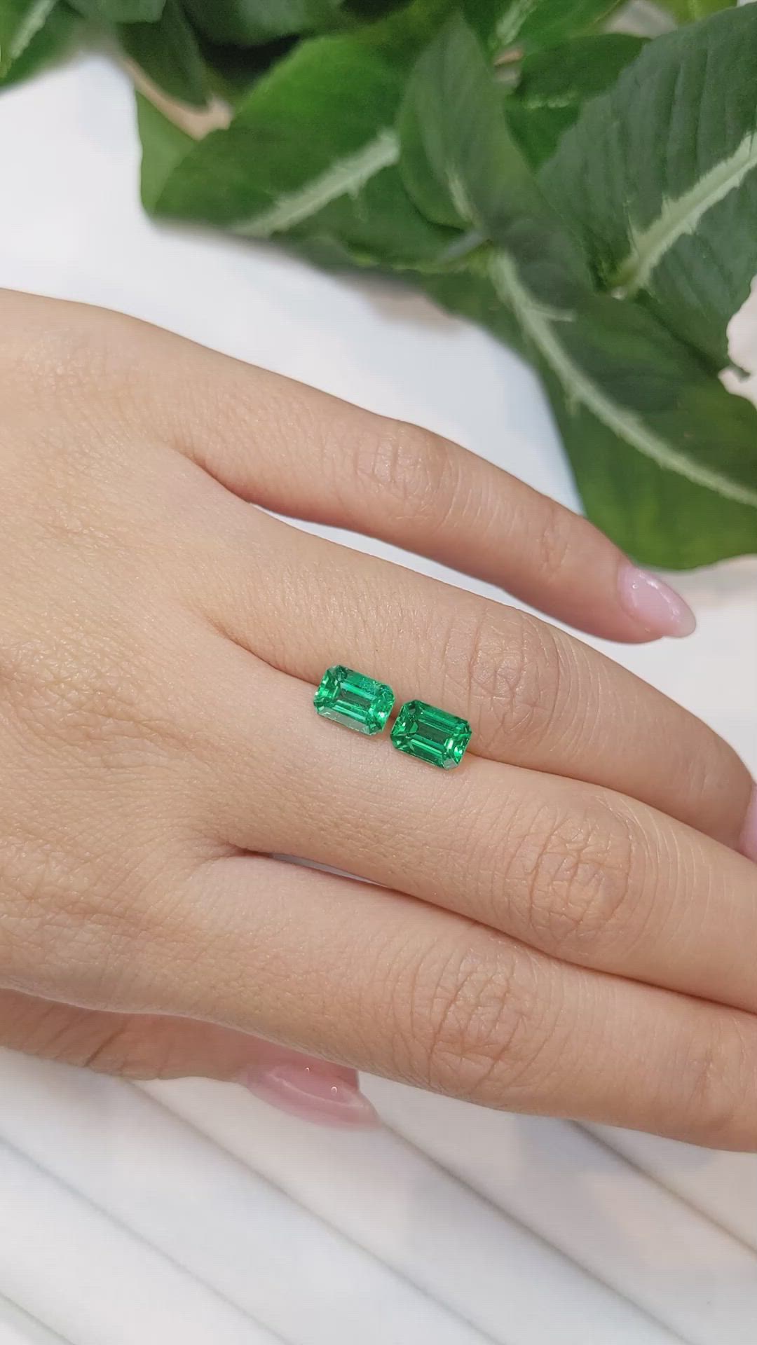 2.04 Ct.Tw.Total Carat Weight Emerald Pair from Zambia Size Video