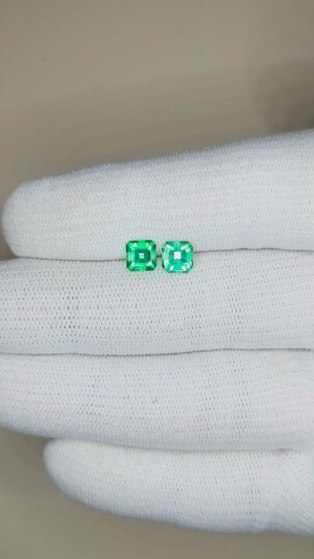 1.16&nbsp;Ct.Tw.Total Carat Weight Emerald Pair from Russia Size Video