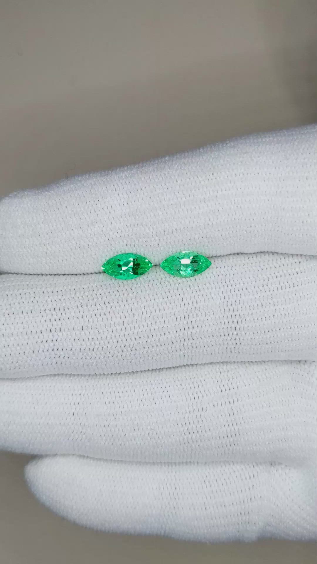 1.14 Ct.Tw.Total Carat Weight Emerald Pair from Russia Size Video