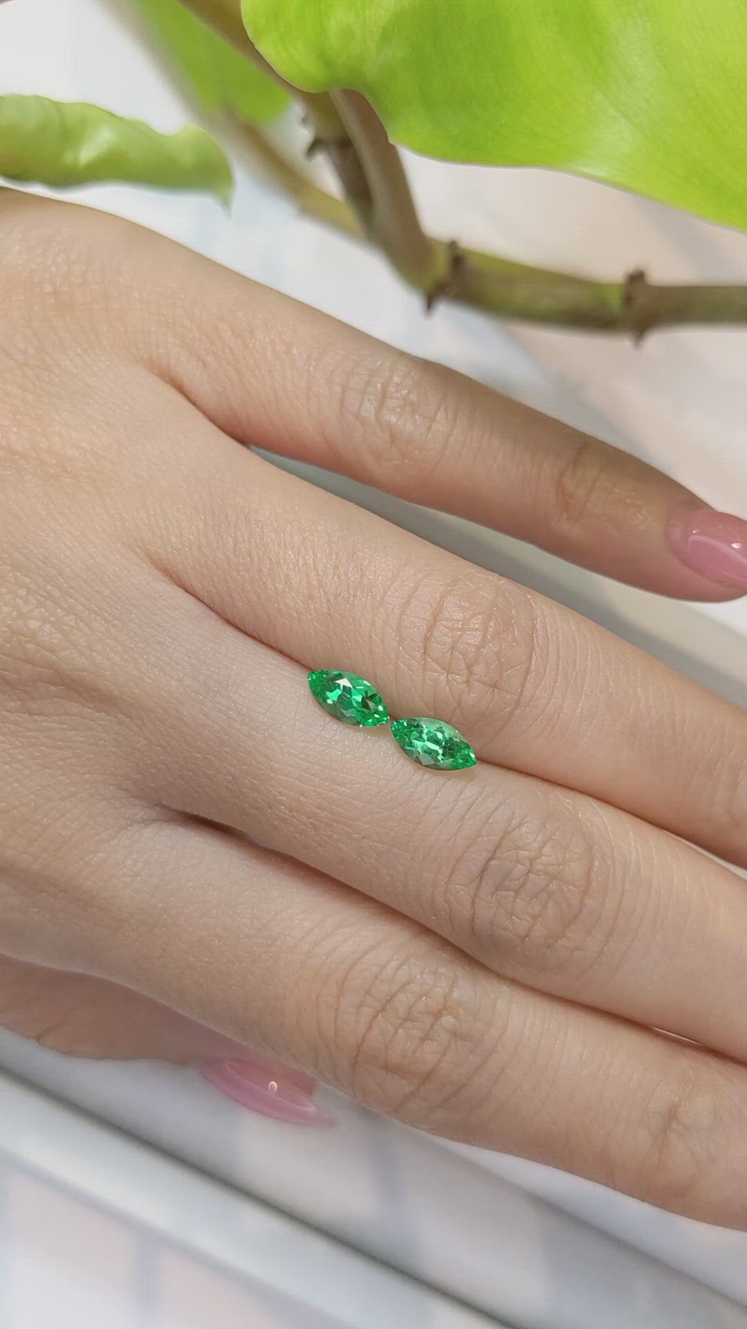 1.14 Ct.Tw.Total Carat Weight Emerald Pair from Russia Size Video