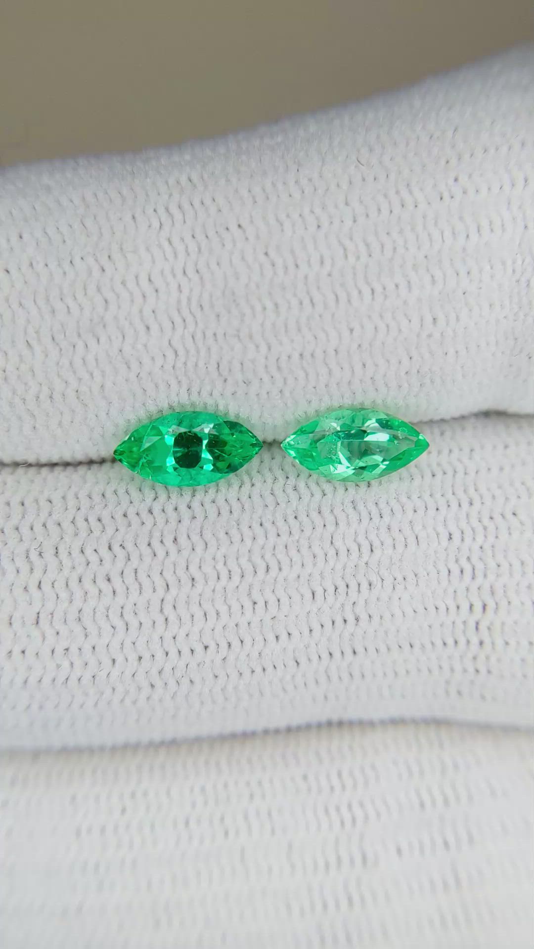 1.14 Ct.Tw.Total Carat Weight Emerald Pair from Russia Size Video