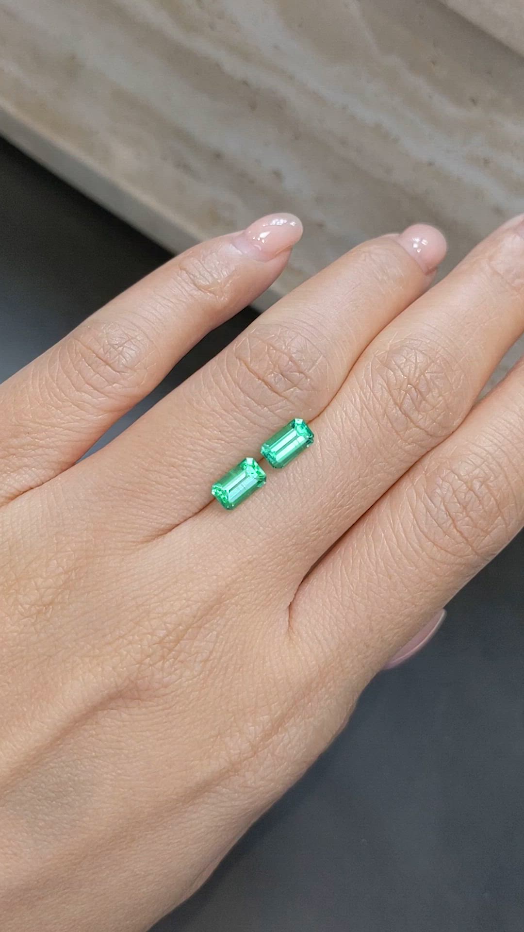 1.43 Ct.Tw.Total Carat Weight Emerald Pair from Russia Size Video