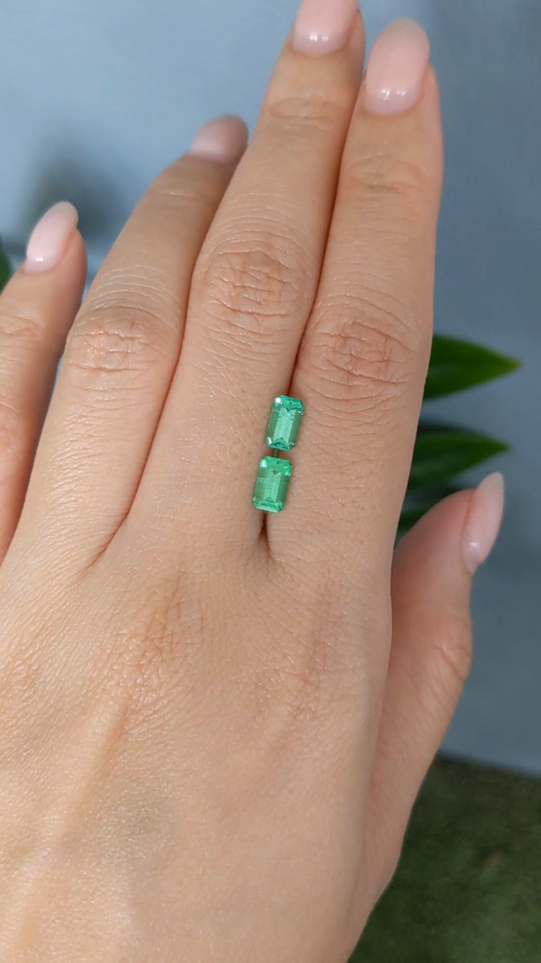 1.43 Ct.Tw.Total Carat Weight Emerald Pair from Russia Size Video