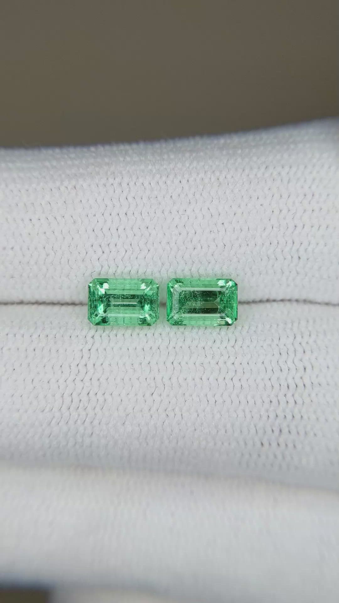 1.25 Ct.Tw.Total Carat Weight Emerald Pair from Russia Size Video