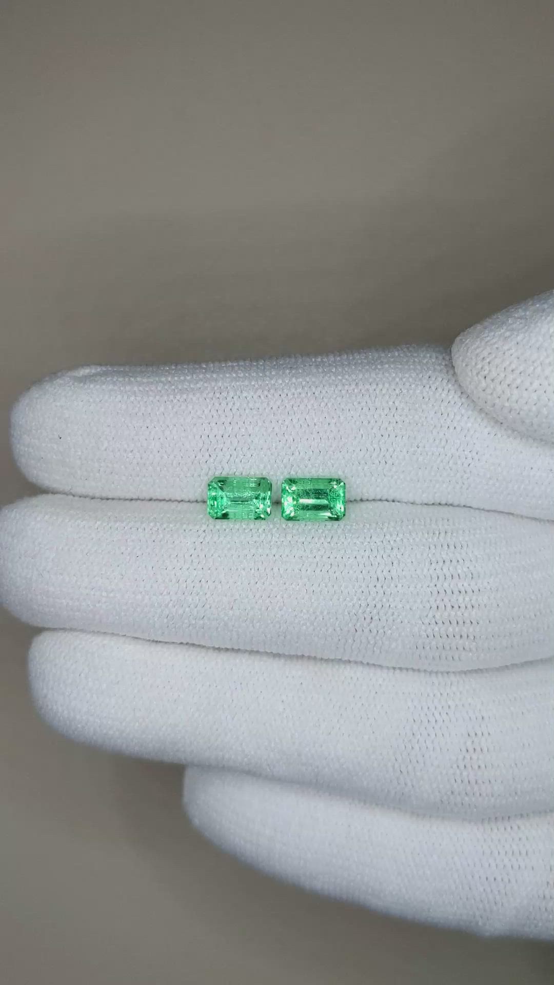 1.25 Ct.Tw.Total Carat Weight Emerald Pair from Russia Size Video