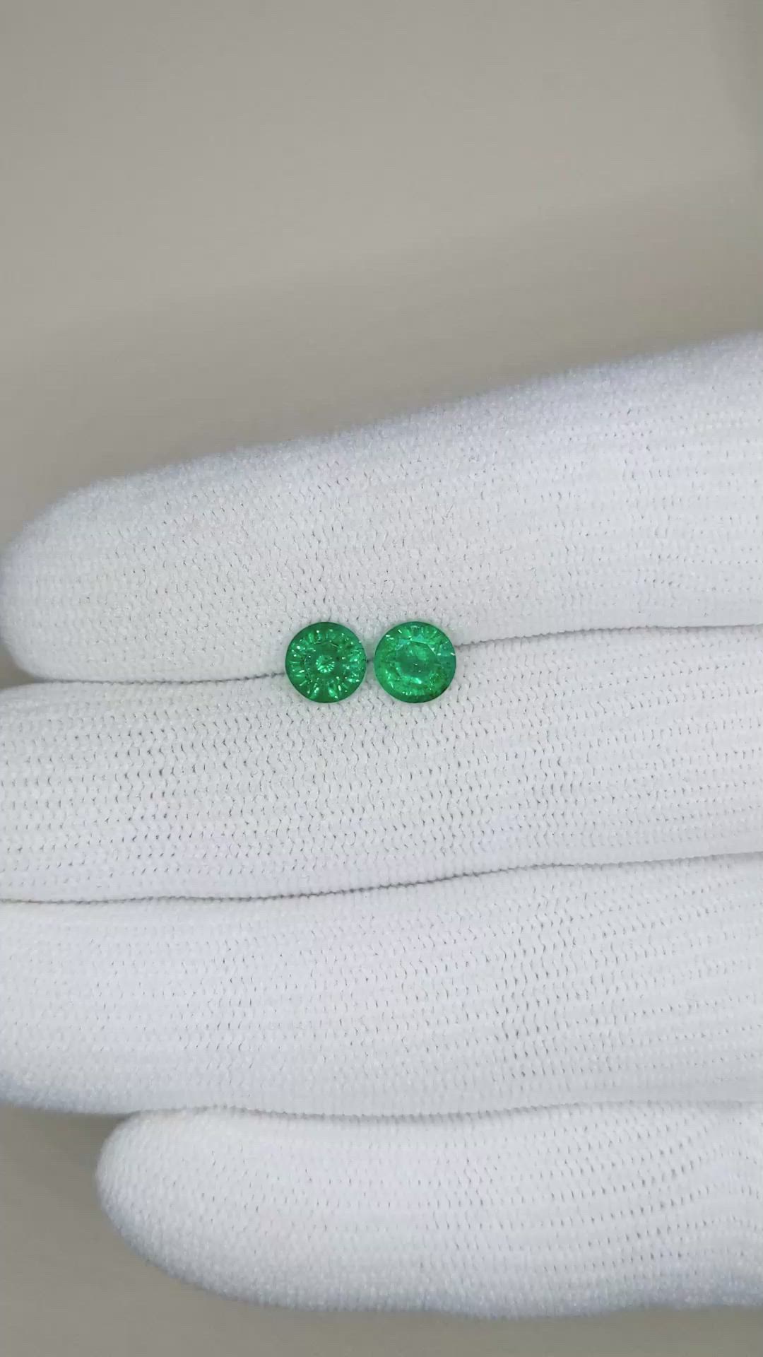 1.42 Ct.Tw.Total Carat Weight Emerald Pair from Zambia Size Video