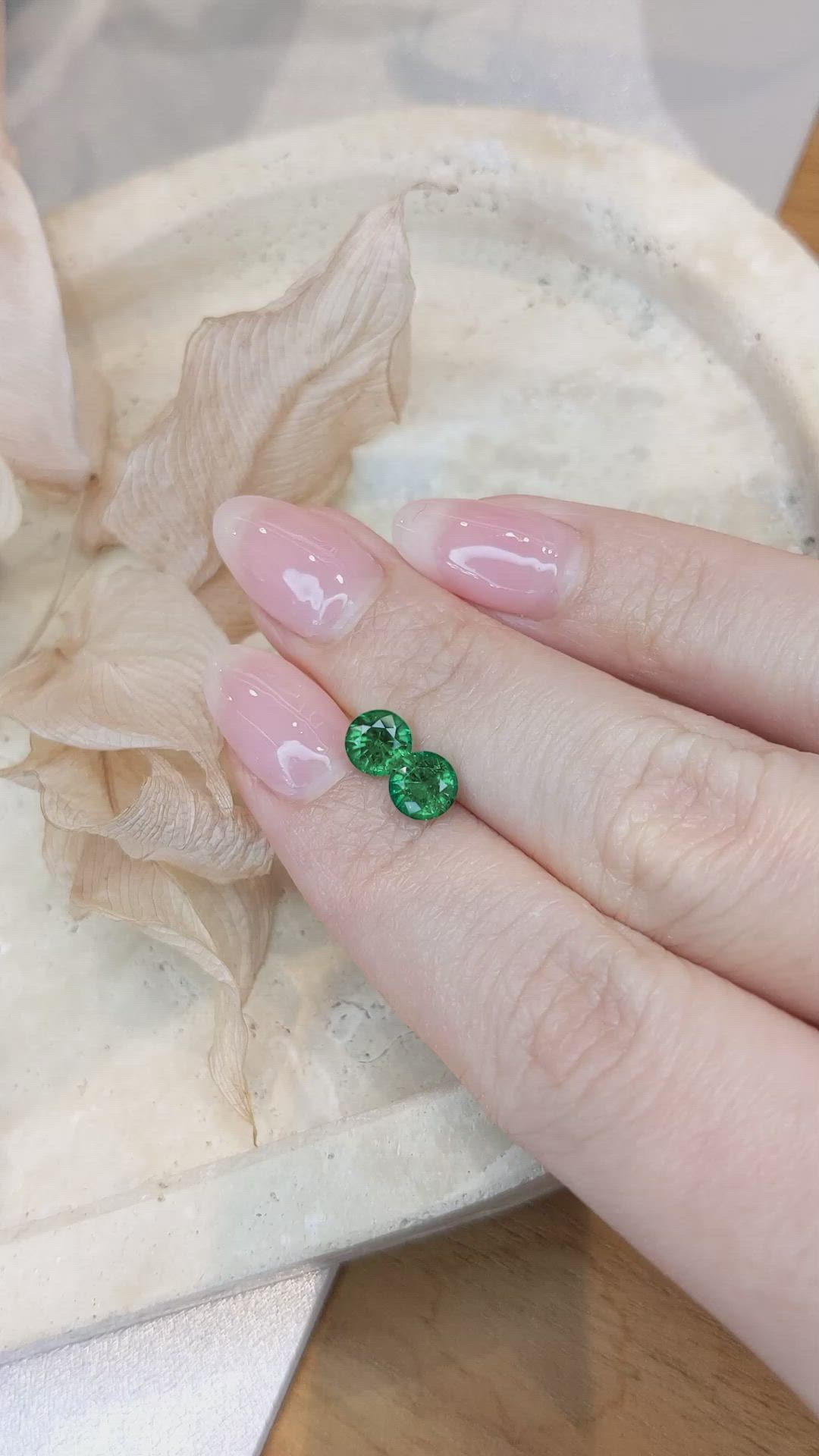 1.42 Ct.Tw.Total Carat Weight Emerald Pair from Zambia Size Video