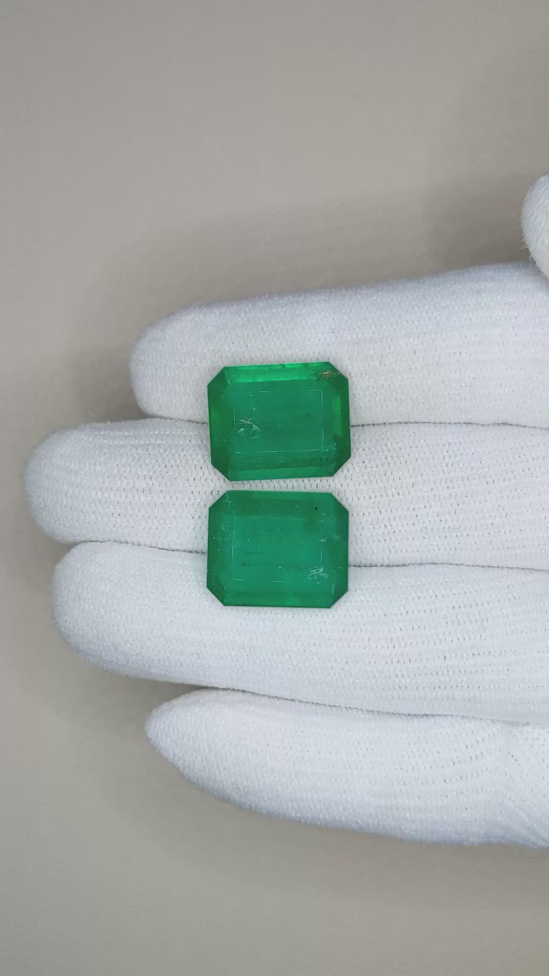 20.66 Ct.Tw.Total Carat Weight Emerald Pair from Zambia Size Video