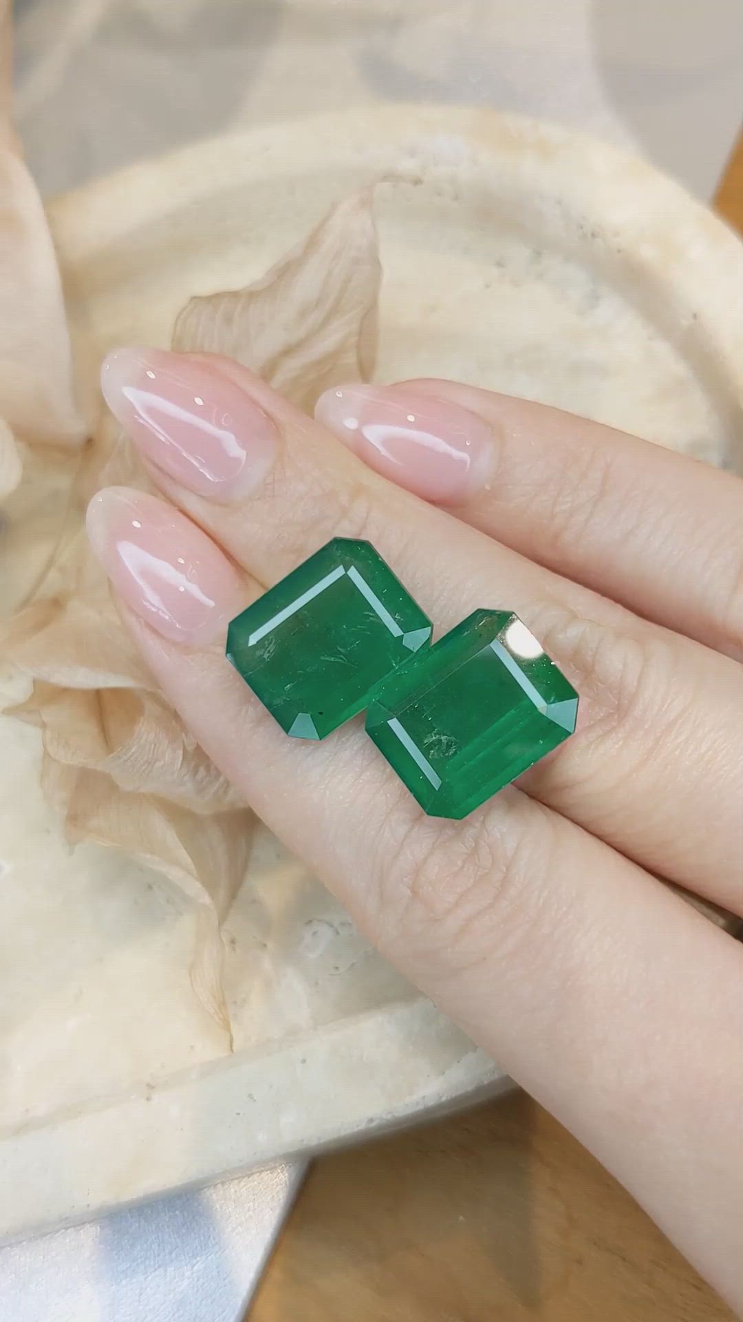 20.66 Ct.Tw.Total Carat Weight Emerald Pair from Zambia Size Video