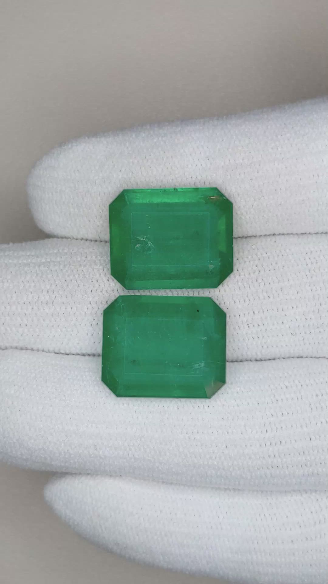 20.66 Ct.Tw.Total Carat Weight Emerald Pair from Zambia Size Video