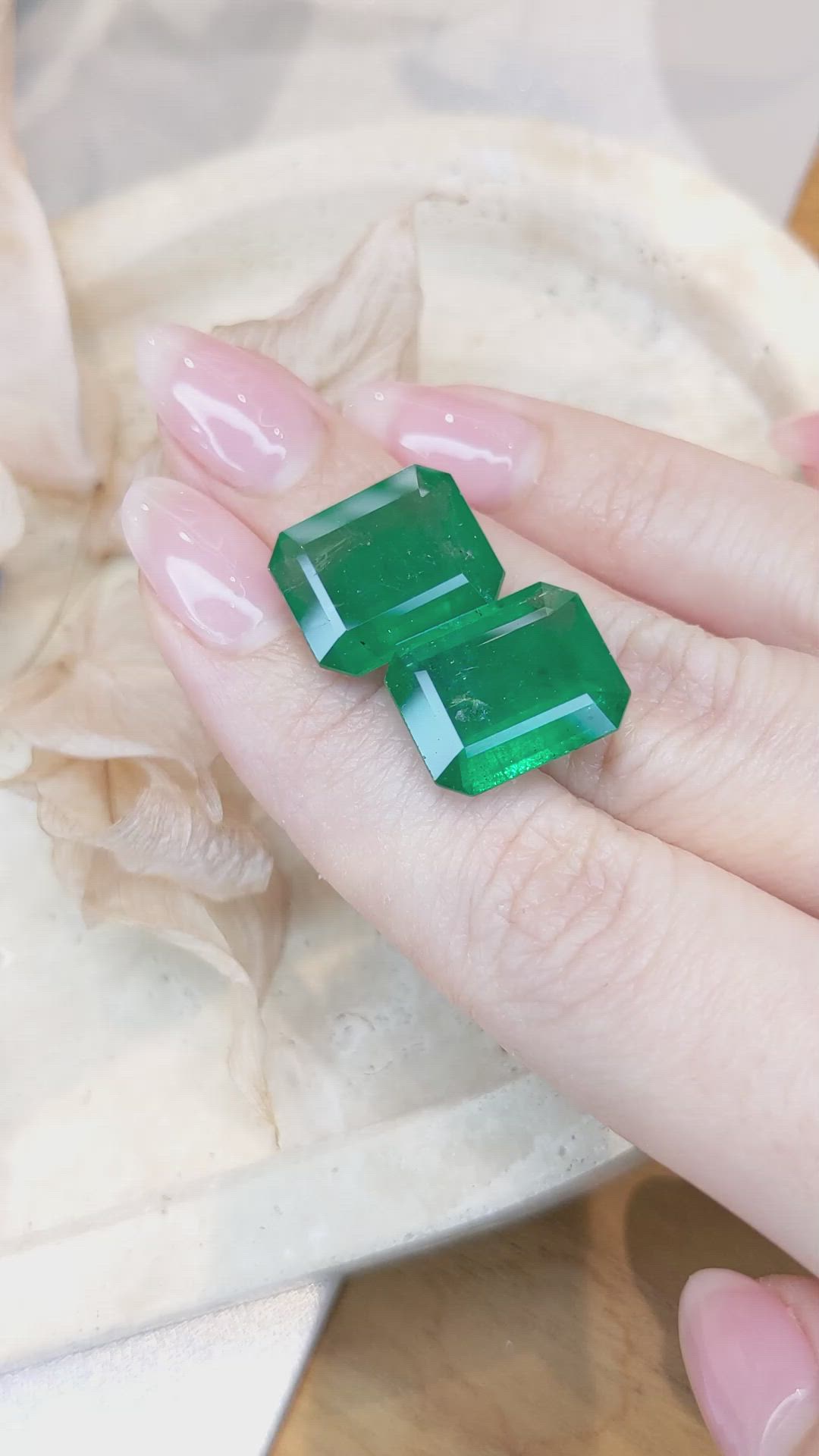 20.66 Ct.Tw.Total Carat Weight Emerald Pair from Zambia Size Video