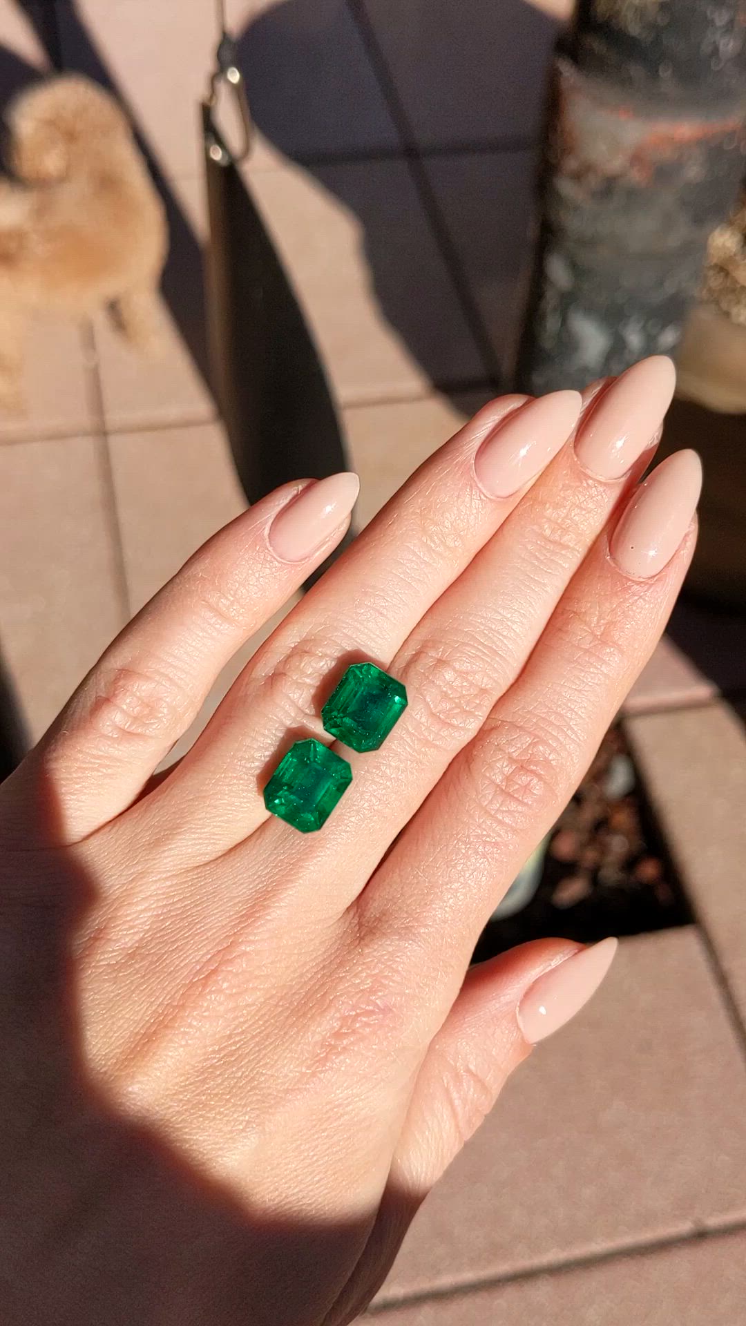 10.49 Ct.Tw.Total Carat Weight Emerald Pair from Zambia Size Video