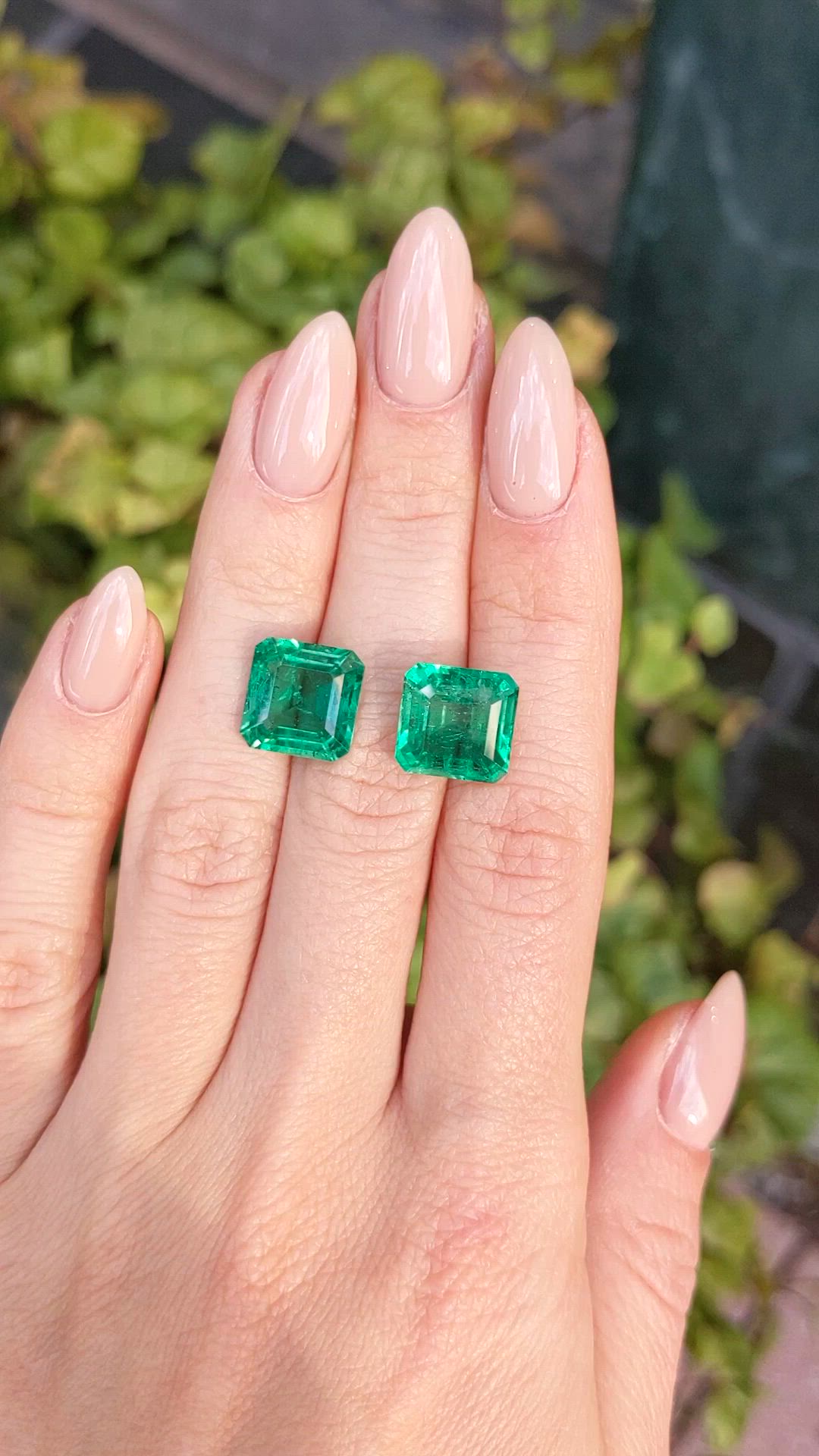 9.79 Ct.Tw.Total Carat Weight Emerald Pair from Zambia Size Video