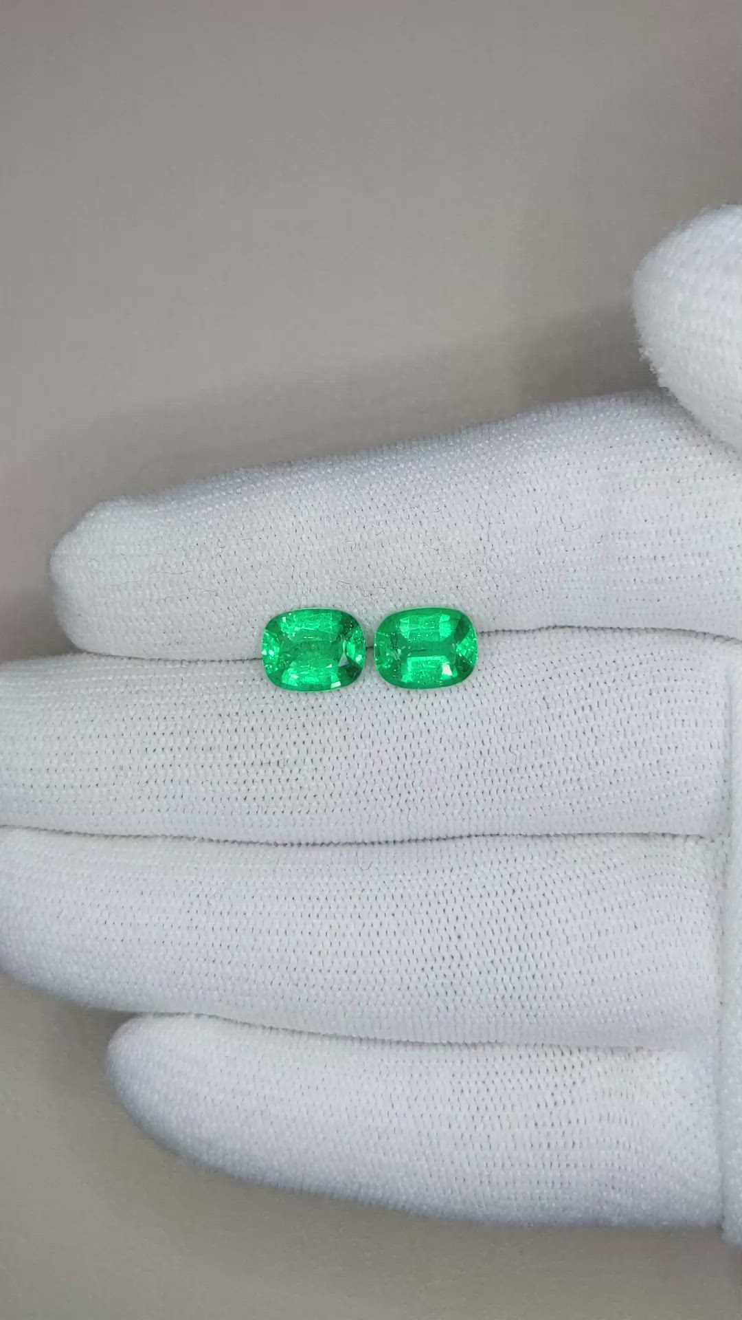 3.18 Ct.Tw.Total Carat Weight Emerald Pair from Zambia Size Video