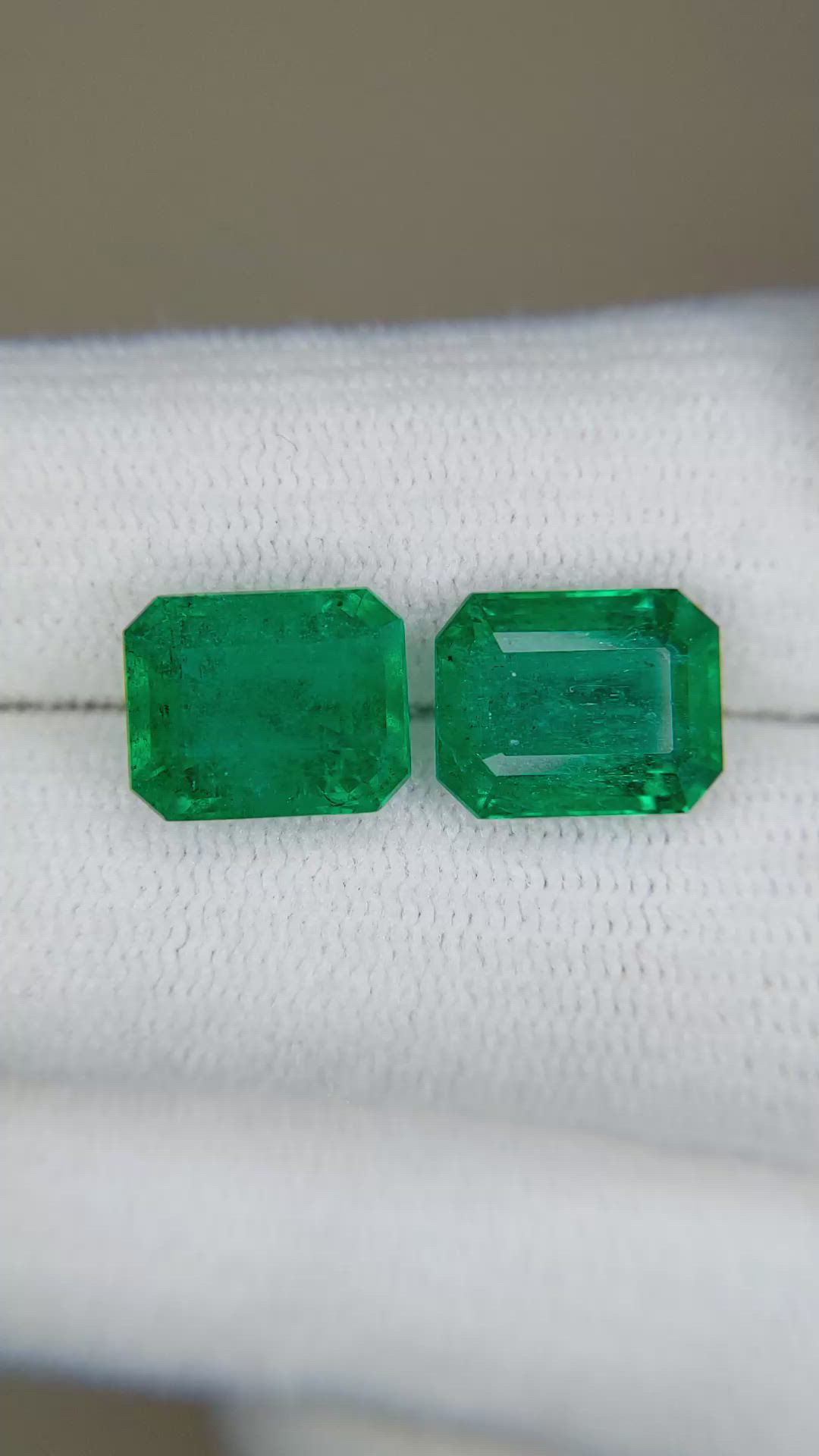 6.47 Ct.Tw.Total Carat Weight Emerald Pair from Zambia Size Video