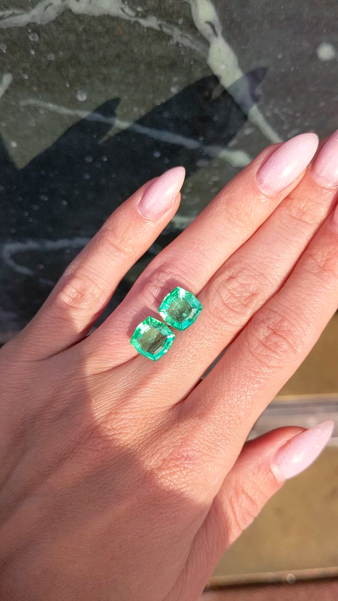 6.20 Ct.Tw.Total Carat Weight Emerald Pair from Afghanistan Size Video