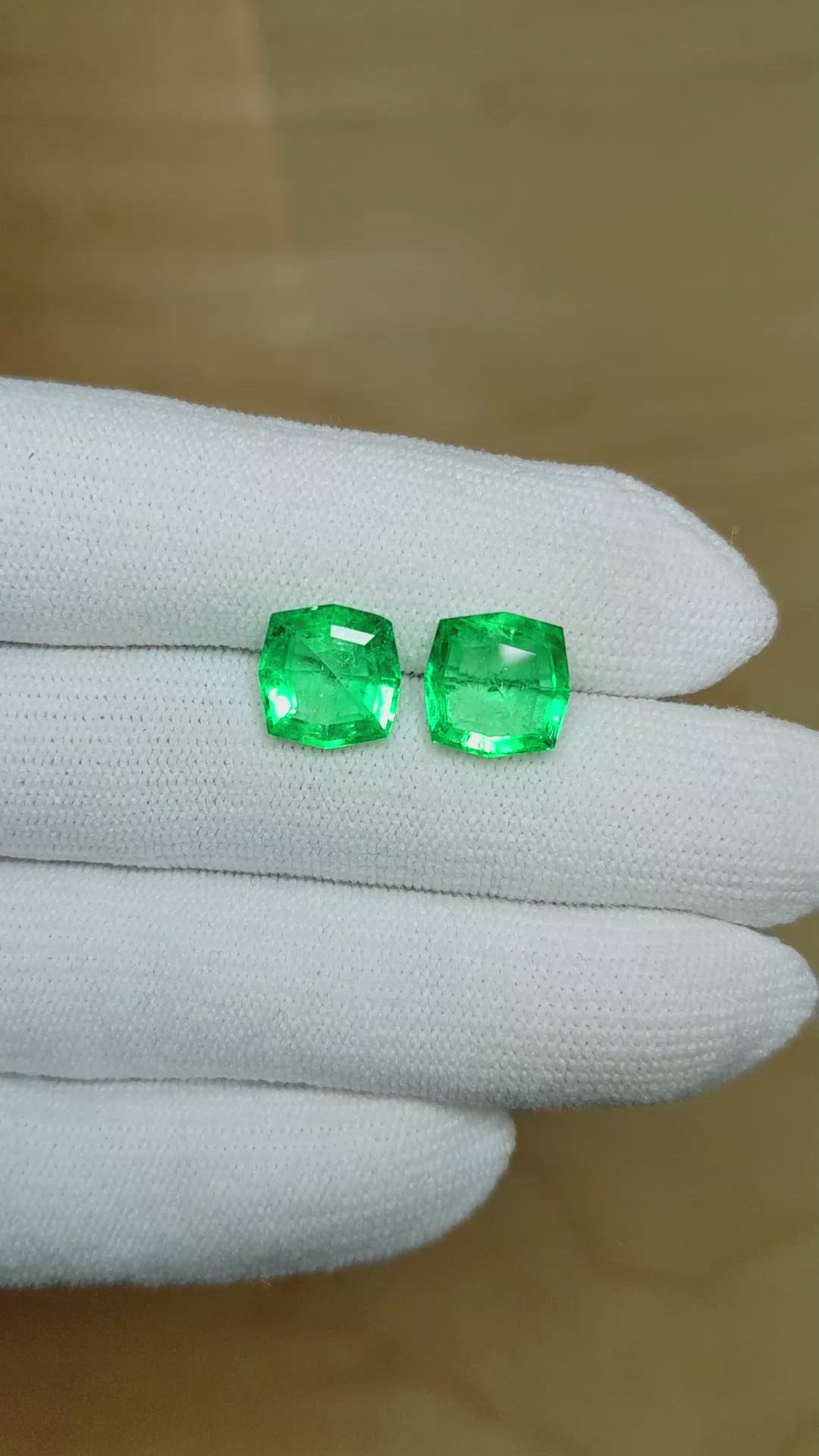 6.20 Ct.Tw.Total Carat Weight Emerald Pair from Afghanistan Size Video