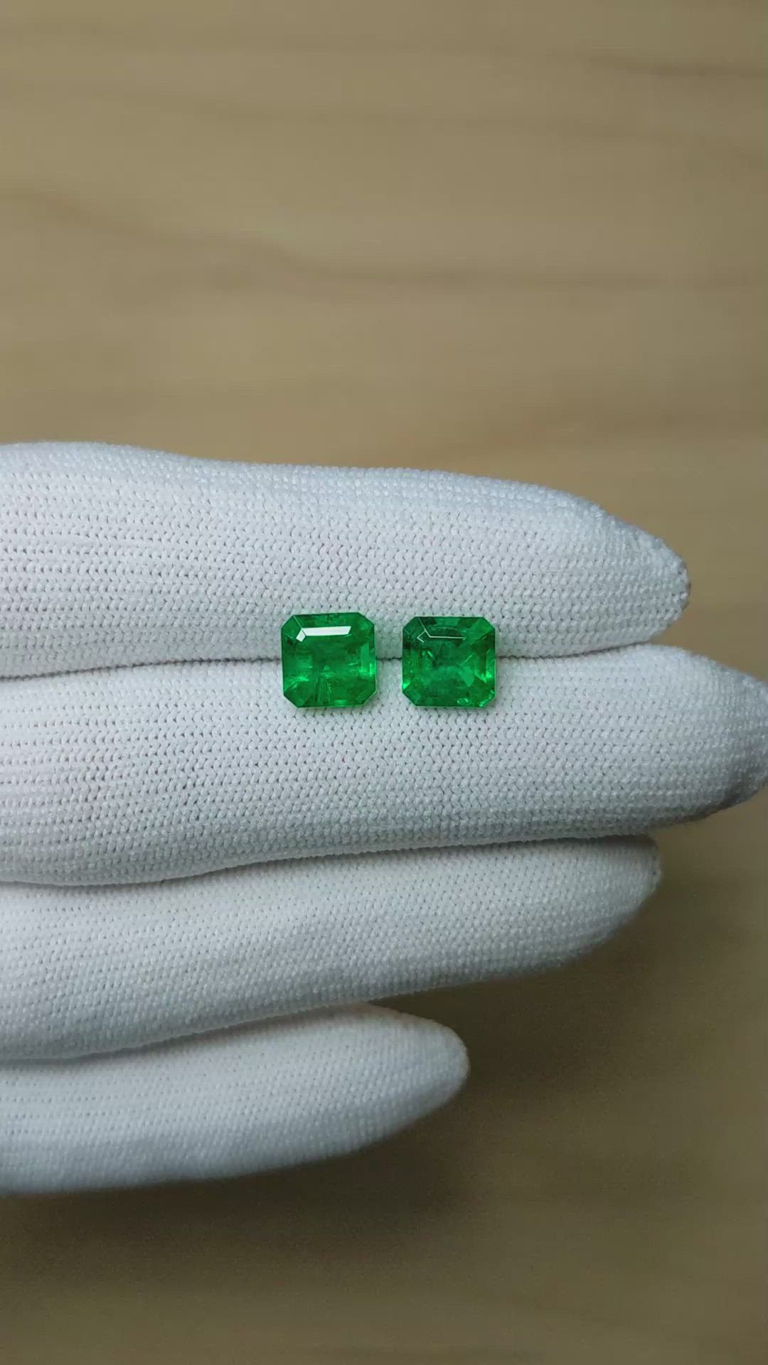 3.00&nbsp;Ct.Tw.Total Carat Weight Emerald Pair from Zambia Size Video