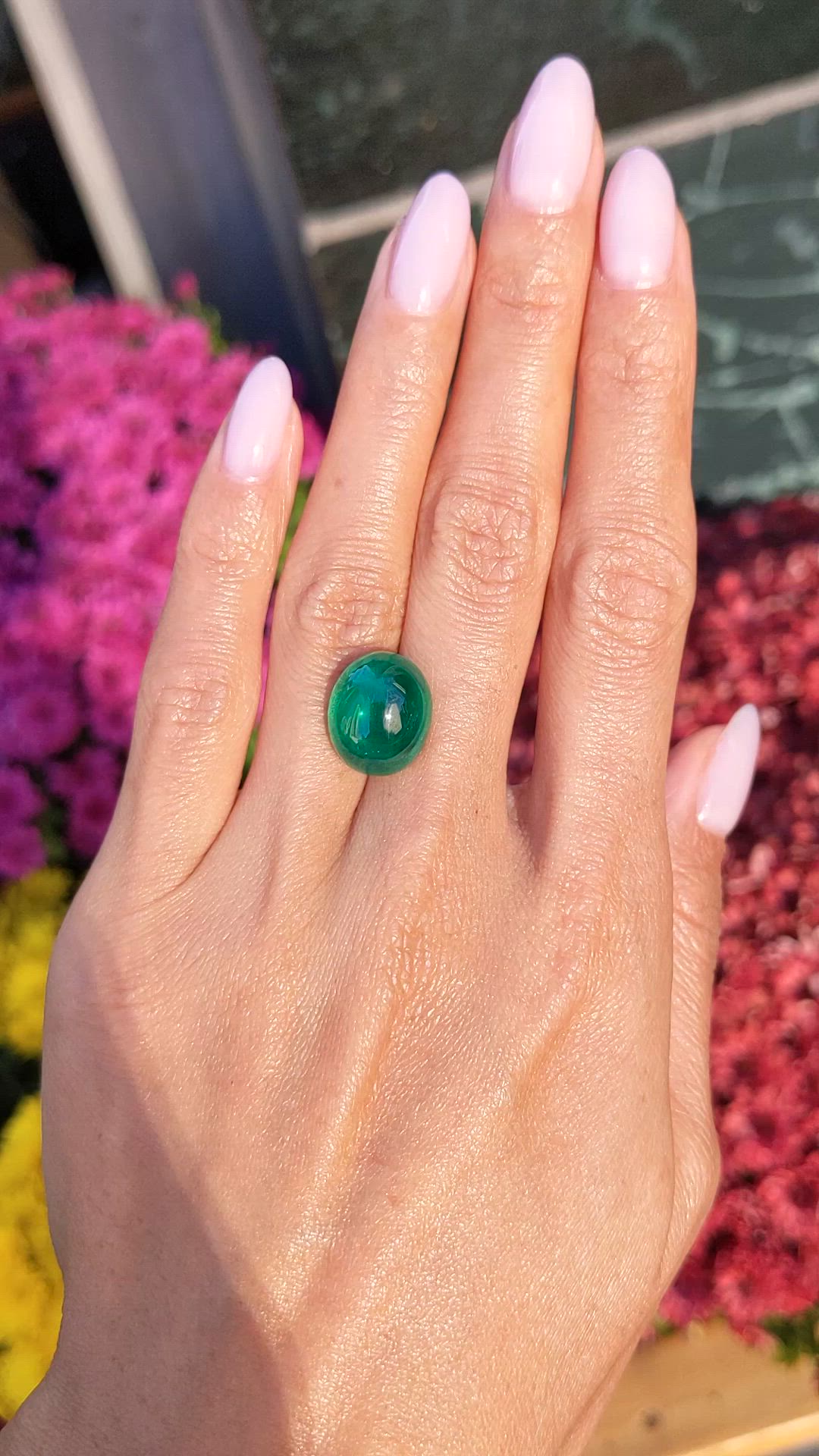10.07 Ct. Cabochon Emerald from Zambia Size Video