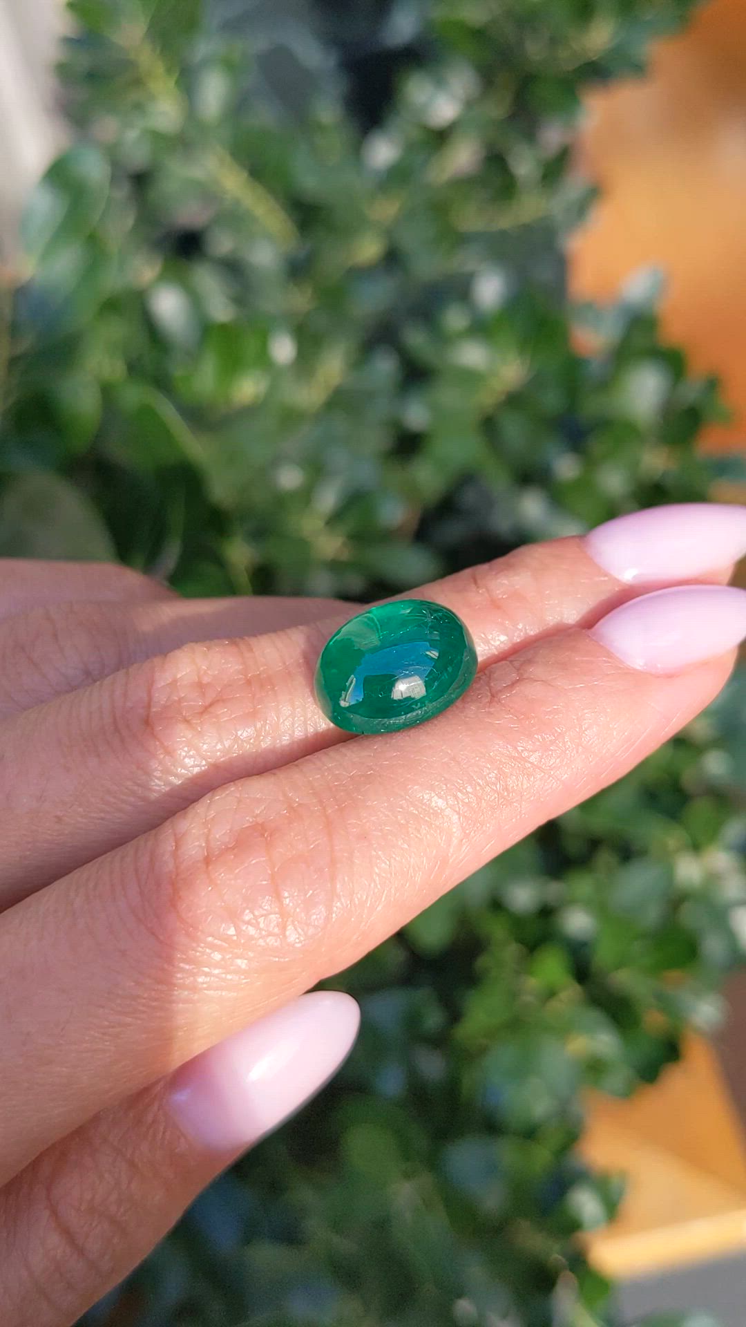 10.07 Ct. Cabochon Emerald from Zambia Size Video
