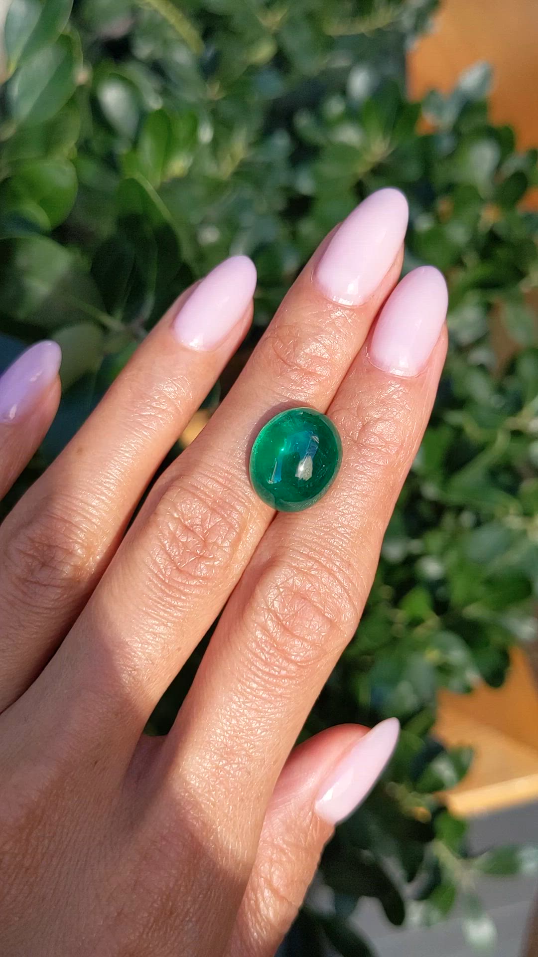 10.07 Ct. Cabochon Emerald from Zambia Size Video