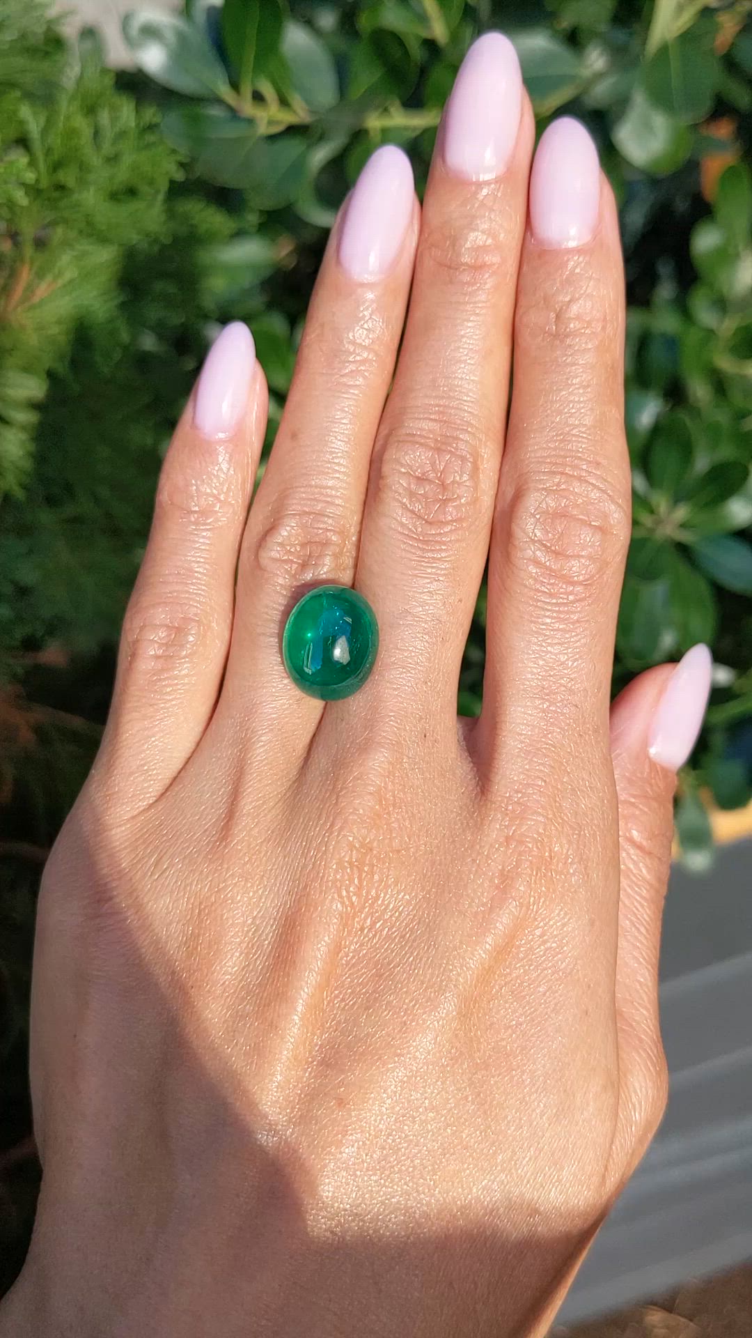 10.07 Ct. Cabochon Emerald from Zambia Size Video