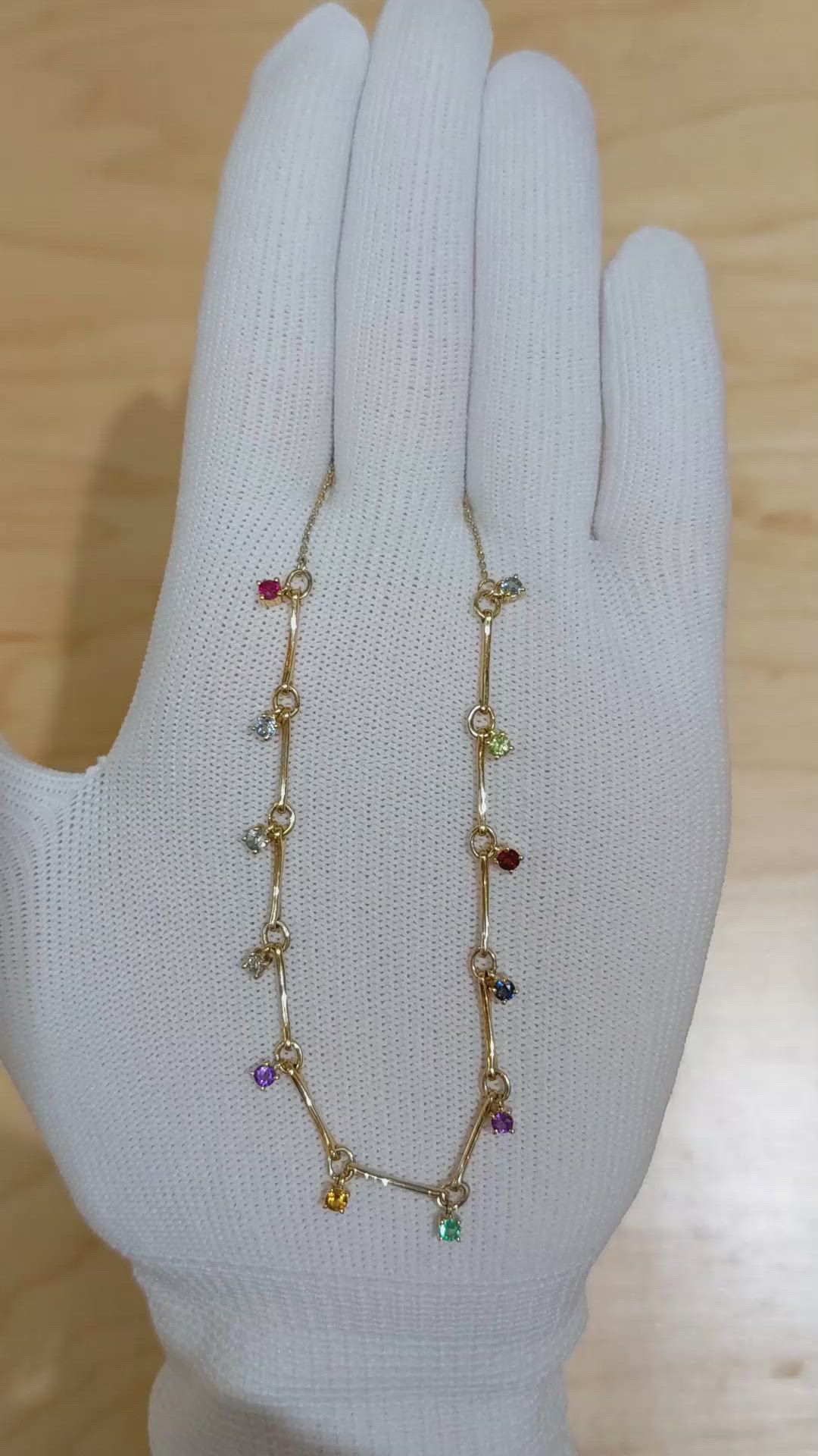 0.05 Ct. Aquamarine Natural Diamond Multi Stone Necklace, 14K Yellow Gold Size Video