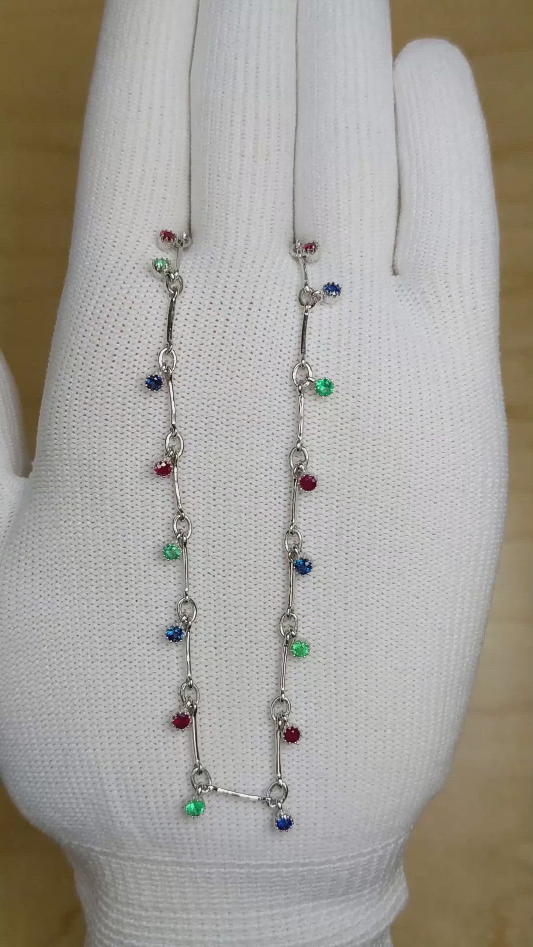 0.36 Ct. Ruby Accent Stones Necklace, 14K White Gold Size Video