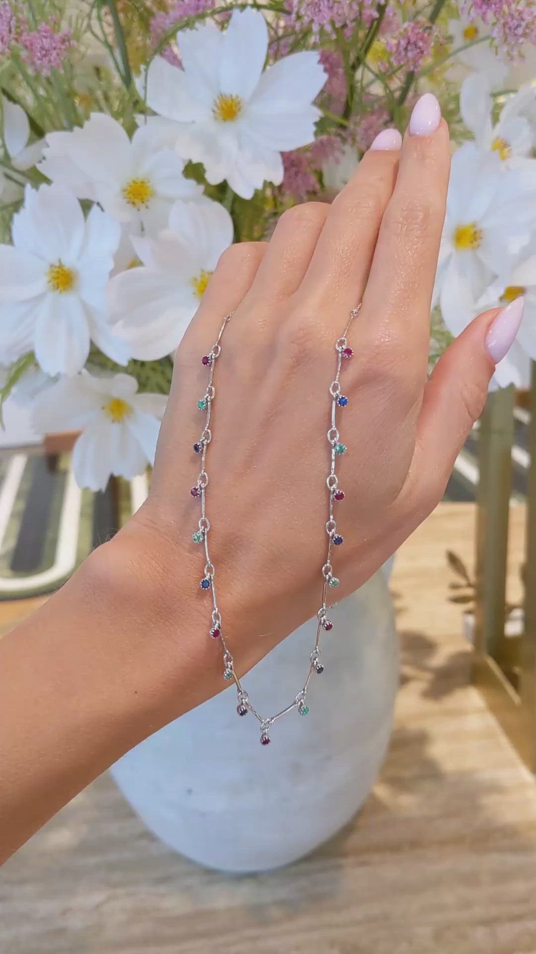 0.36 Ct. Ruby Accent Stones Necklace, 14K White Gold Size Video