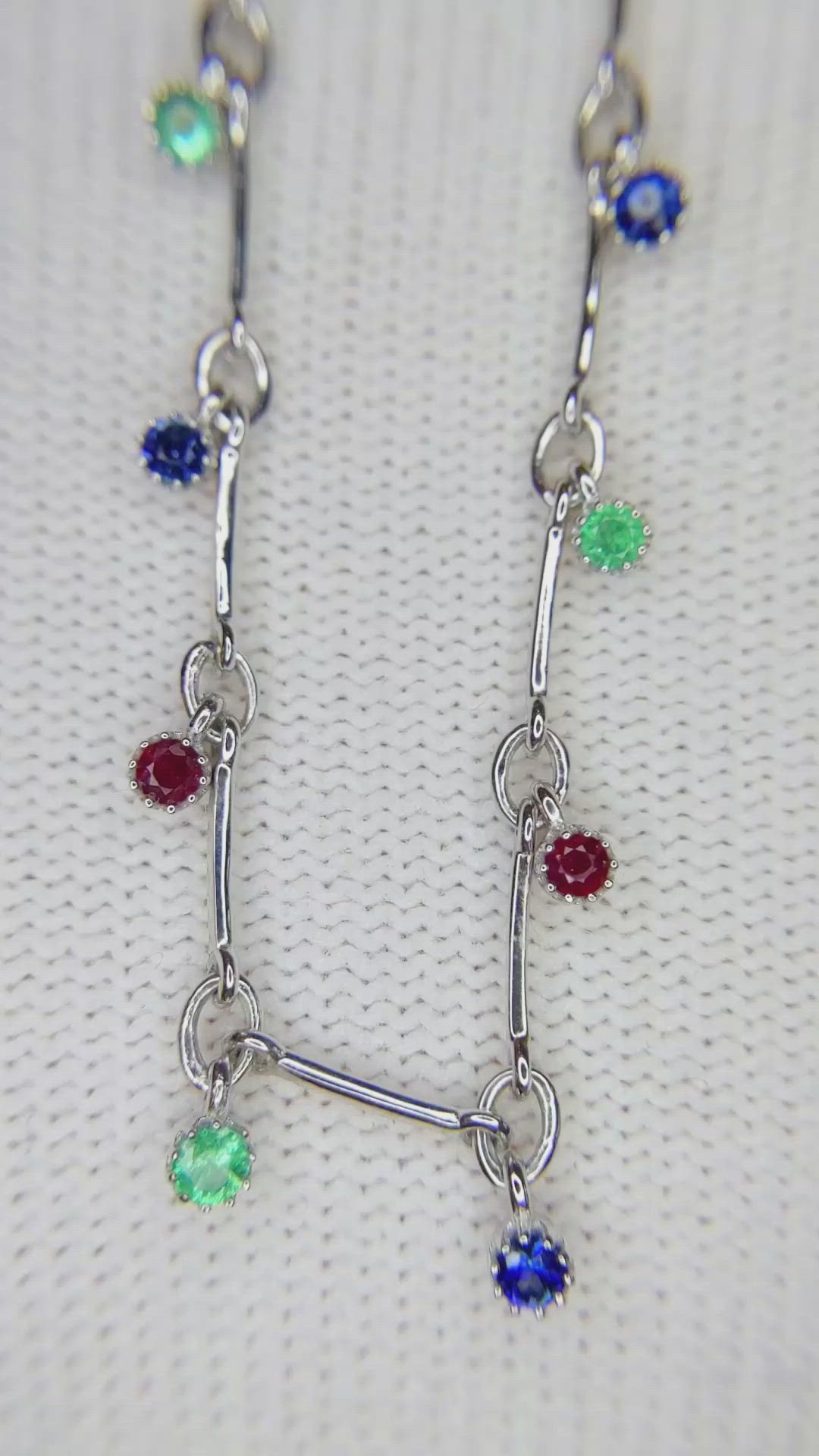 0.36 Ct. Ruby Accent Stones Necklace, 14K White Gold Size Video