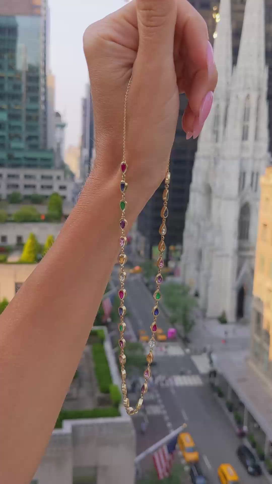 1.50 Ct. Sapphire Sapphire Bezel Necklace, 14K Yellow Gold Size Video