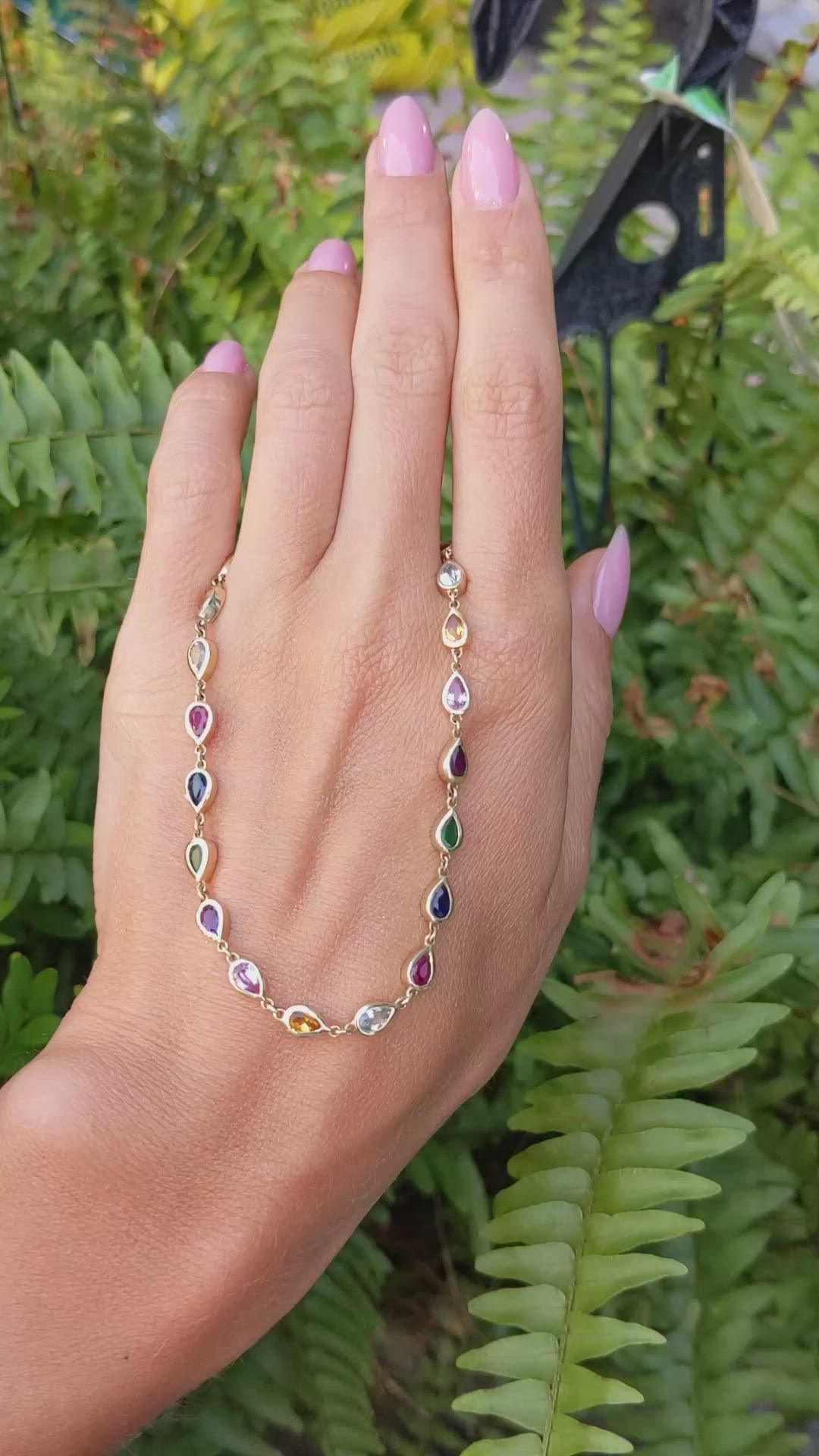 1.50 Ct. Sapphire Sapphire Bezel Necklace, 14K Yellow Gold Size Video