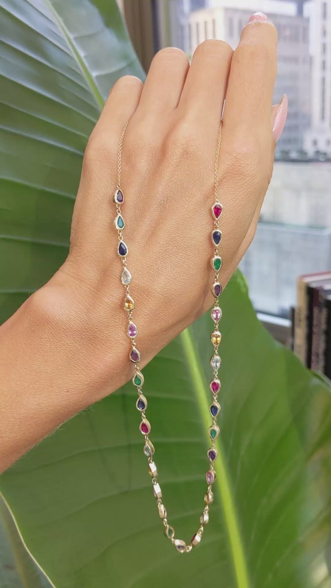 1.50 Ct. Sapphire Sapphire Bezel Necklace, 14K Yellow Gold Size Video