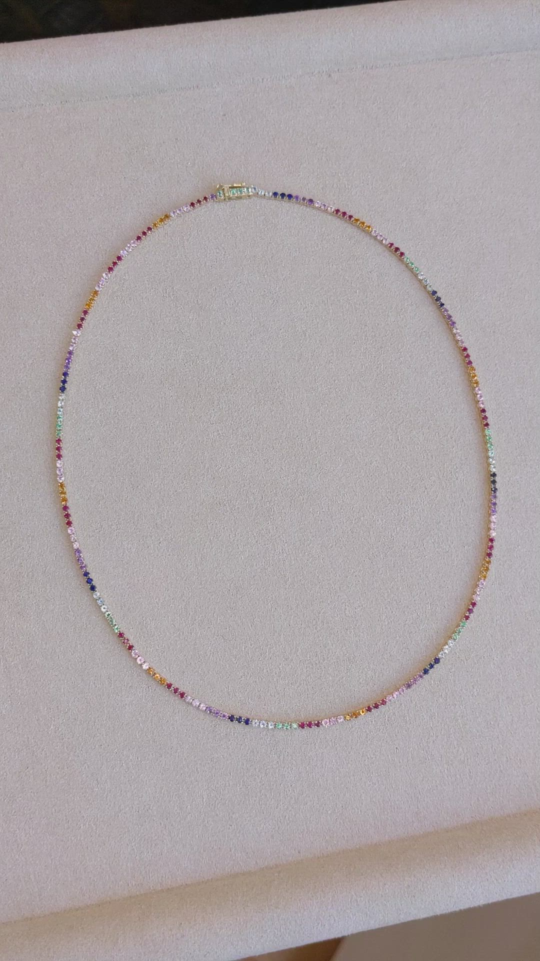 0.50 Ct. Ruby Sapphire Accent Stones Necklace, 14K Yellow Gold Size Video