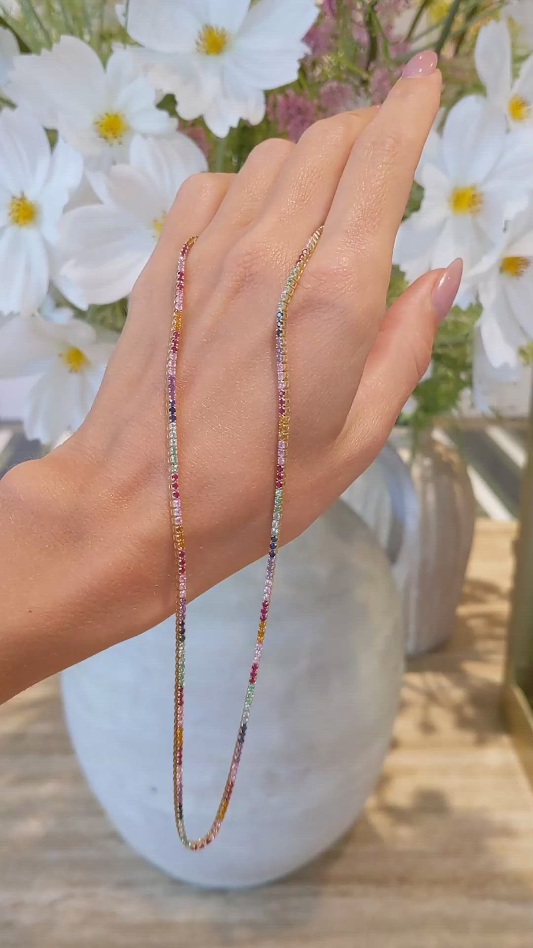 0.50 Ct. Ruby Sapphire Accent Stones Necklace, 14K Yellow Gold Size Video