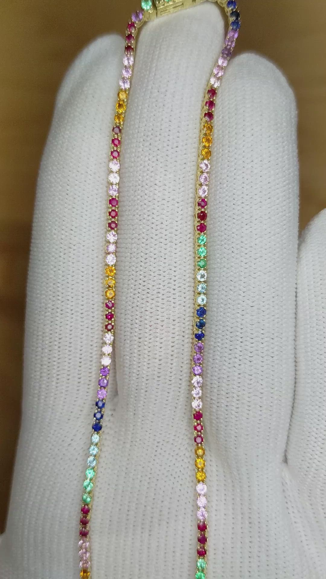 0.50 Ct. Ruby Sapphire Accent Stones Necklace, 14K Yellow Gold Size Video