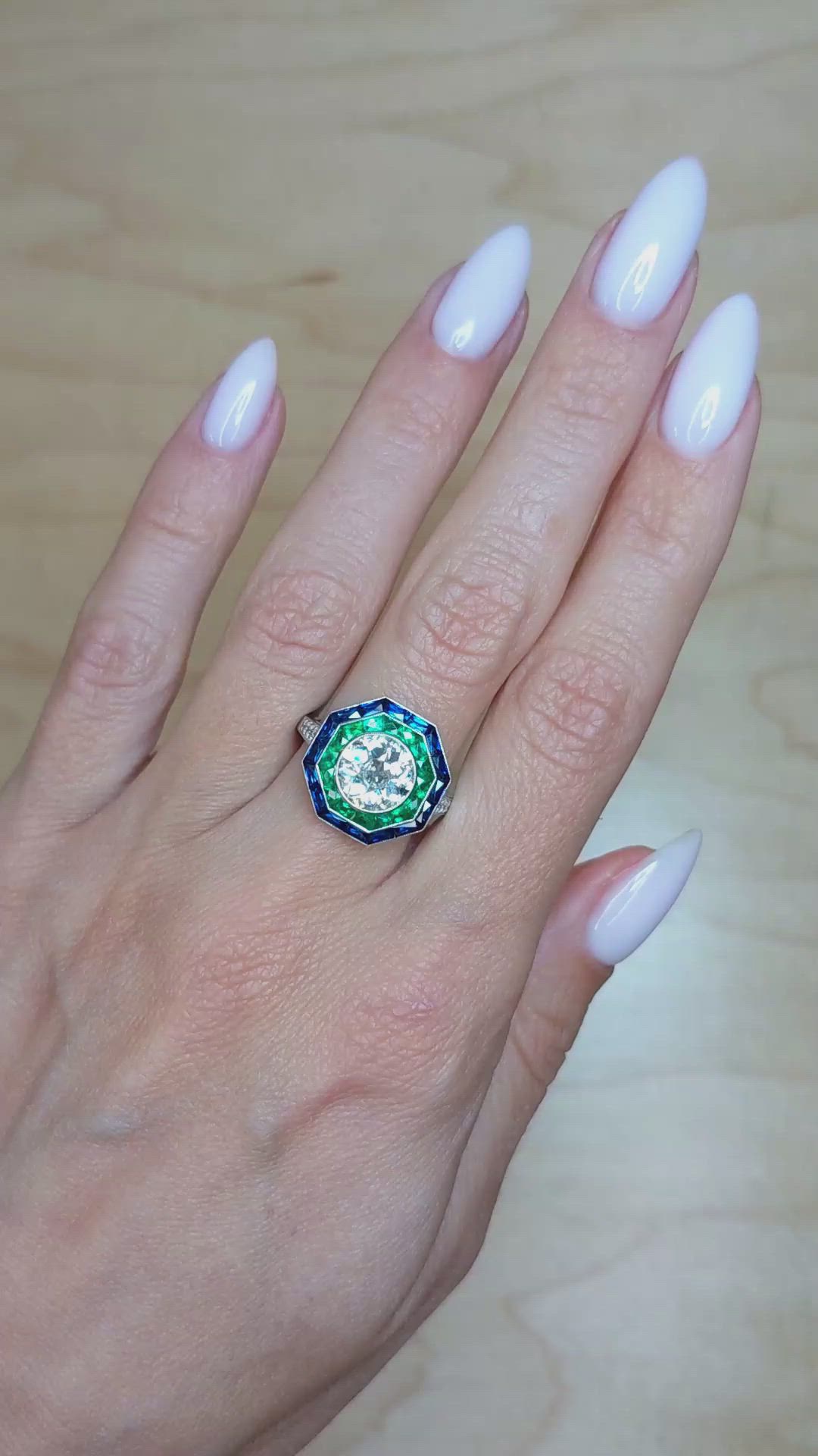 2.44 Ct. Natural Diamond Natural Diamond Halo Ring, Platinum 950 Size Video